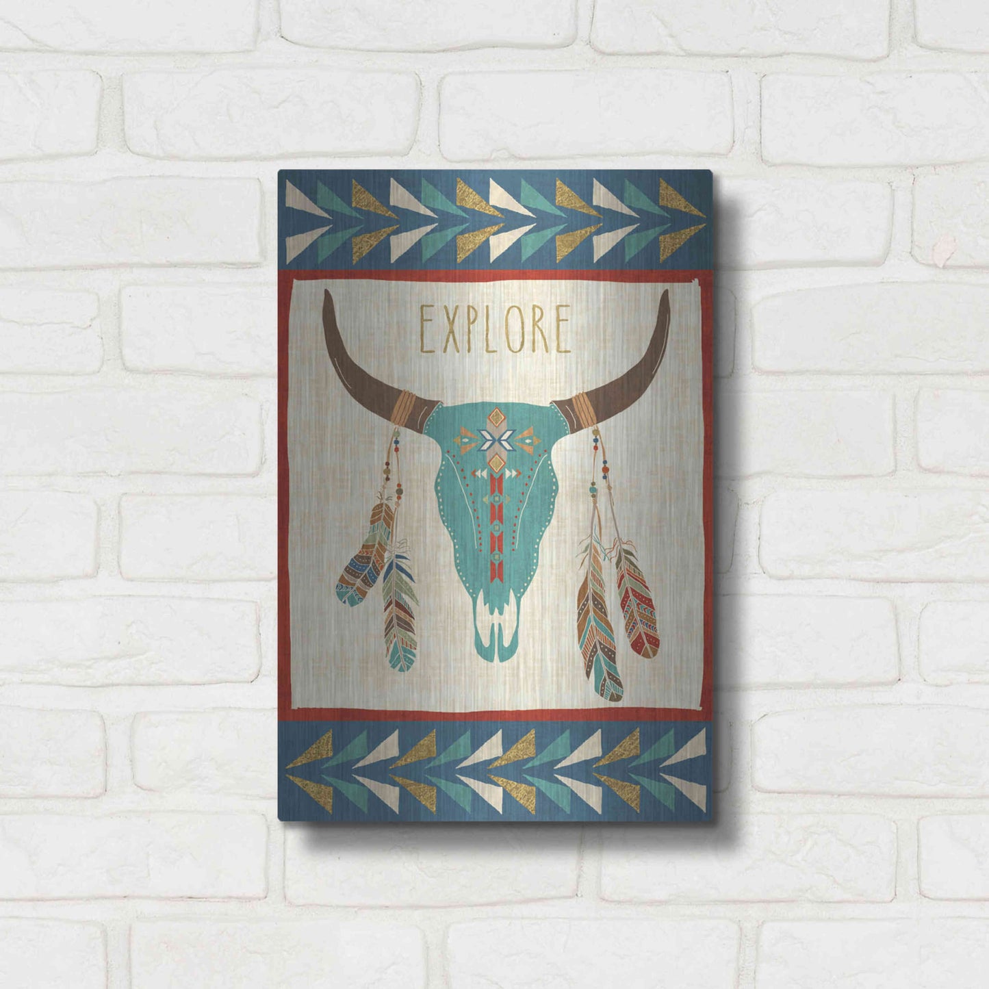 Luxe Metal Art 'Southwest at Heart II FLAG' by Veronique Charron, Metal Wall Art,12x16