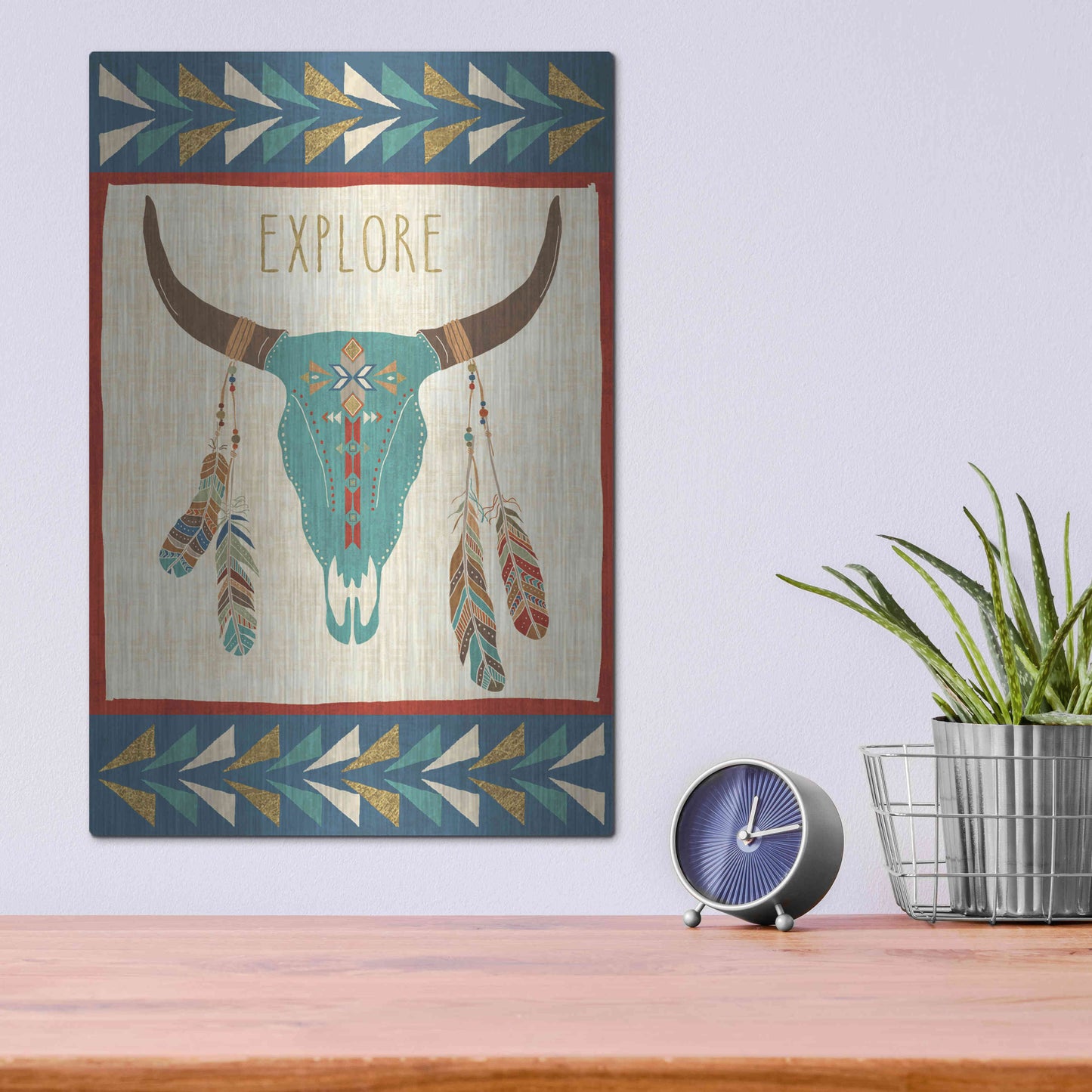 Luxe Metal Art 'Southwest at Heart II FLAG' by Veronique Charron, Metal Wall Art,12x16