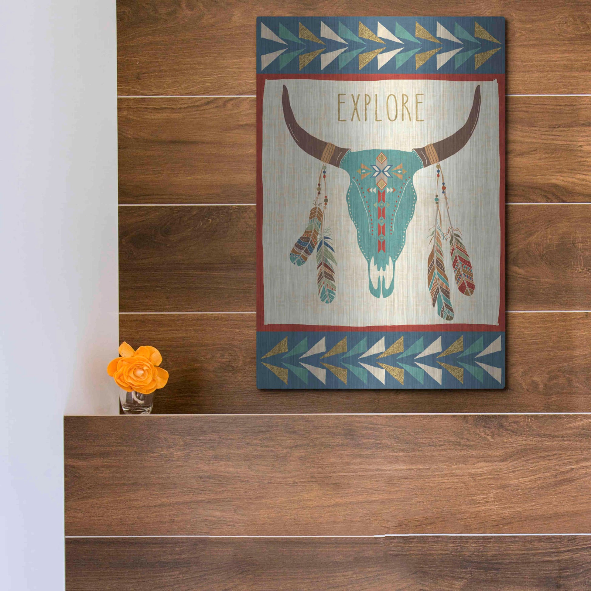 Luxe Metal Art 'Southwest at Heart II FLAG' by Veronique Charron, Metal Wall Art,12x16