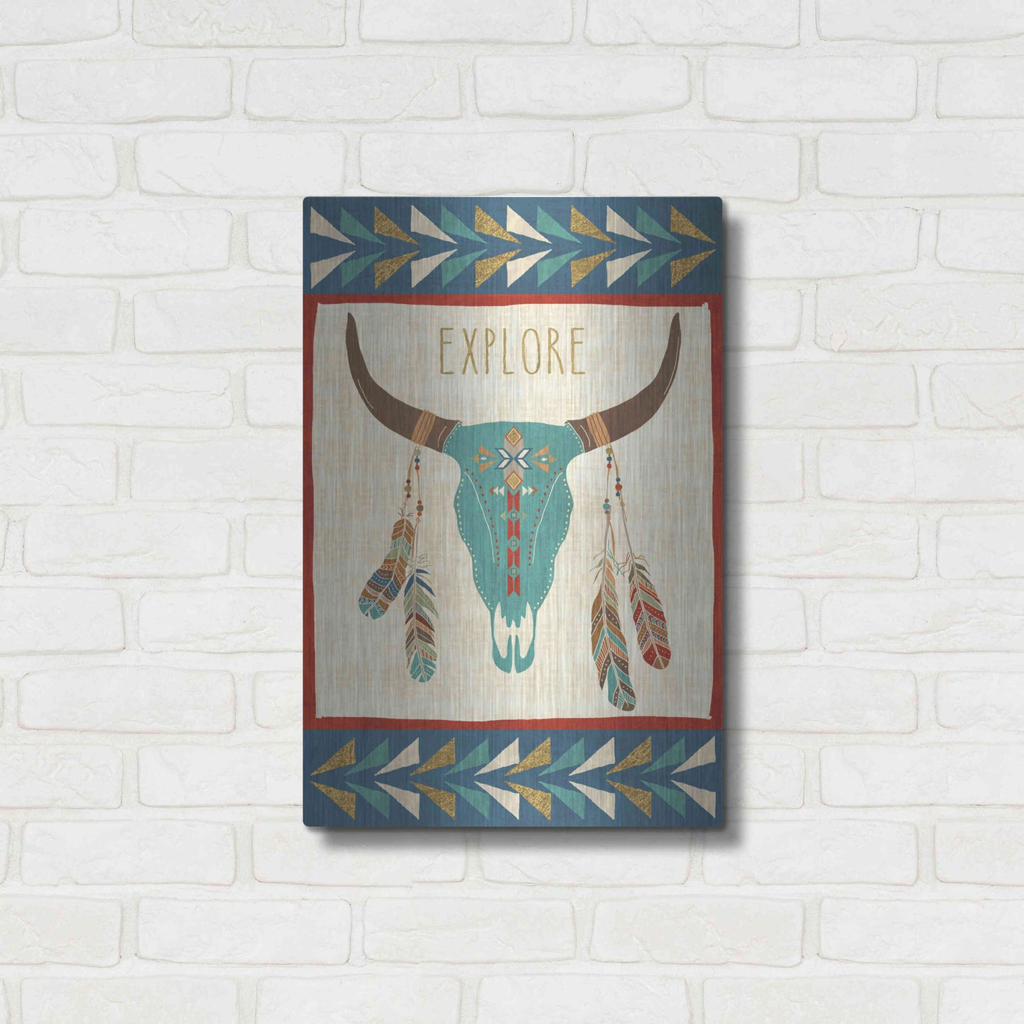 Luxe Metal Art 'Southwest at Heart II FLAG' by Veronique Charron, Metal Wall Art,16x24