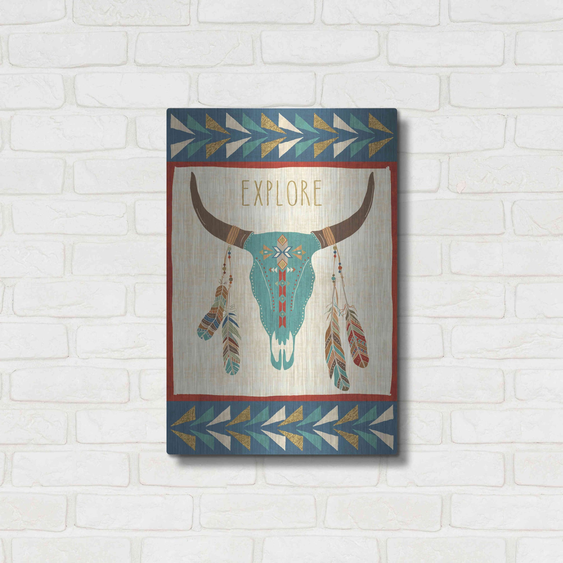 Luxe Metal Art 'Southwest at Heart II FLAG' by Veronique Charron, Metal Wall Art,16x24