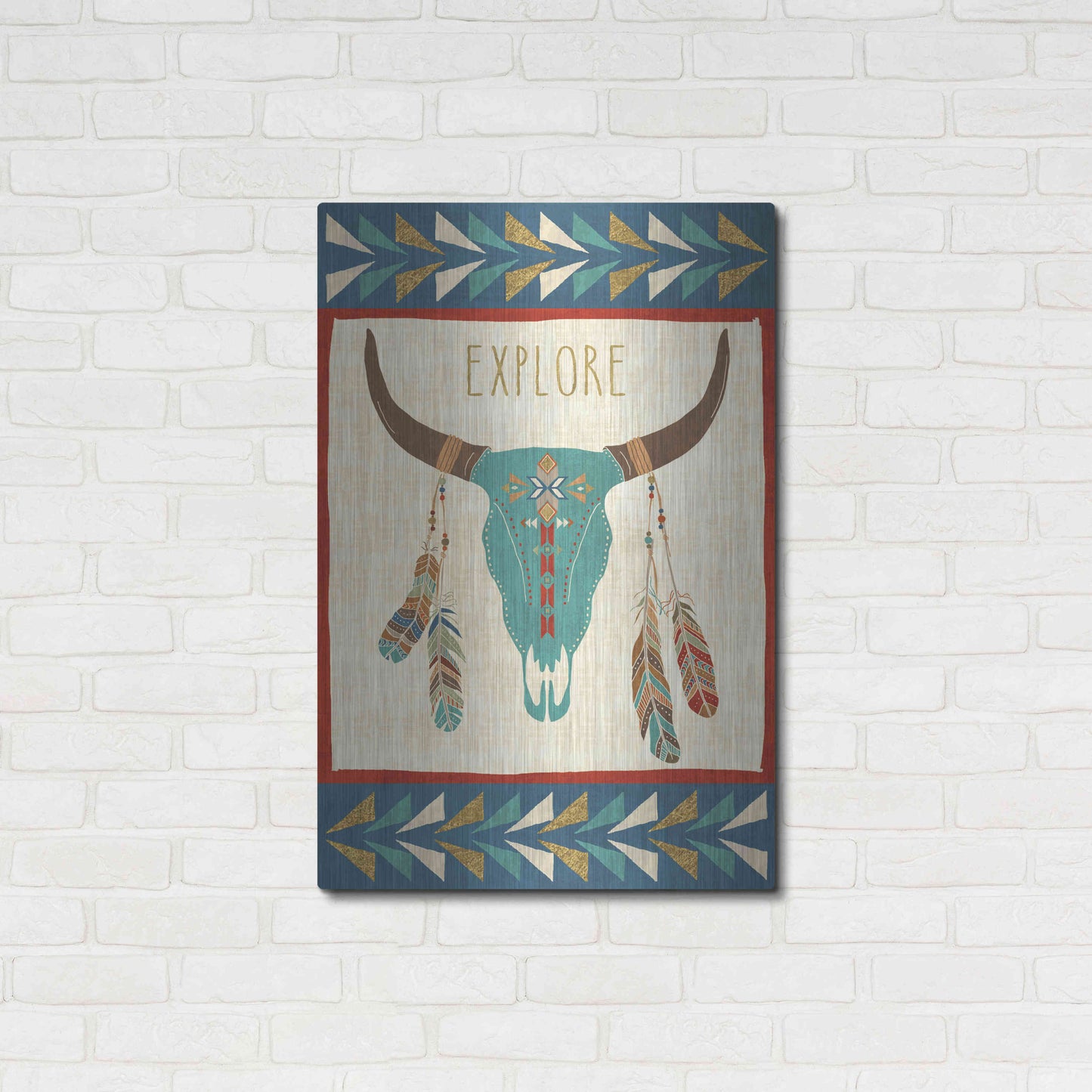 Luxe Metal Art 'Southwest at Heart II FLAG' by Veronique Charron, Metal Wall Art,24x36