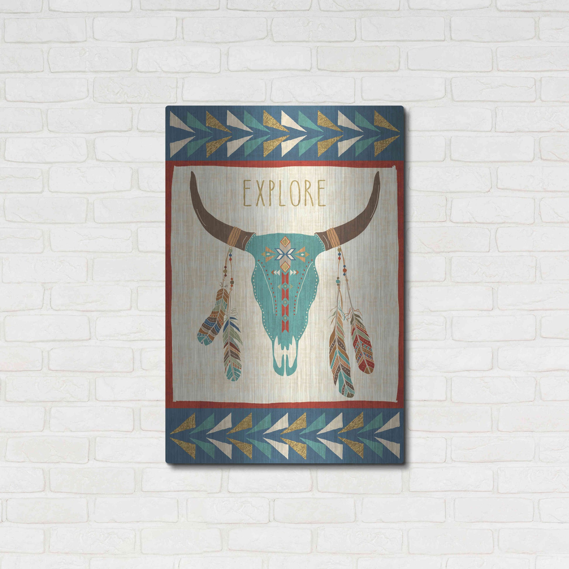 Luxe Metal Art 'Southwest at Heart II FLAG' by Veronique Charron, Metal Wall Art,24x36