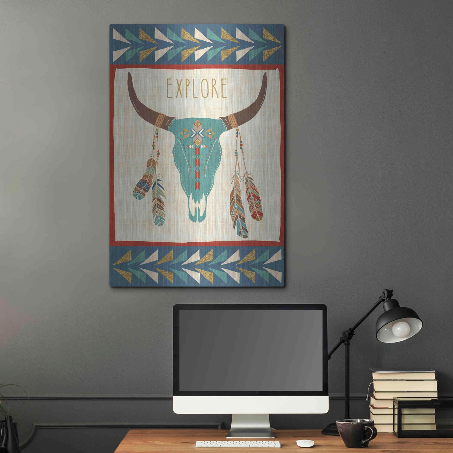 Luxe Metal Art 'Southwest at Heart II FLAG' by Veronique Charron, Metal Wall Art,24x36