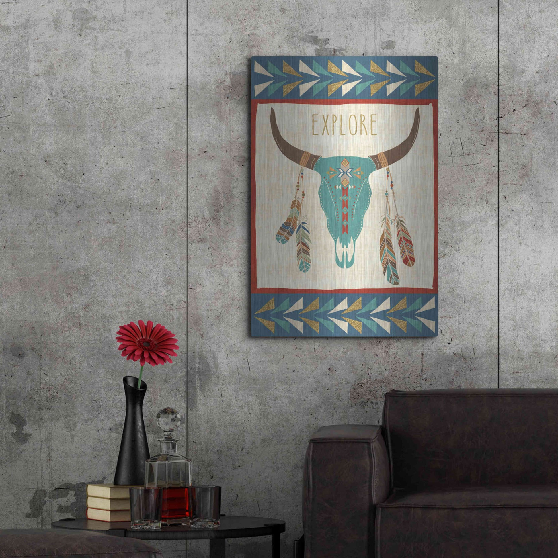 Luxe Metal Art 'Southwest at Heart II FLAG' by Veronique Charron, Metal Wall Art,24x36