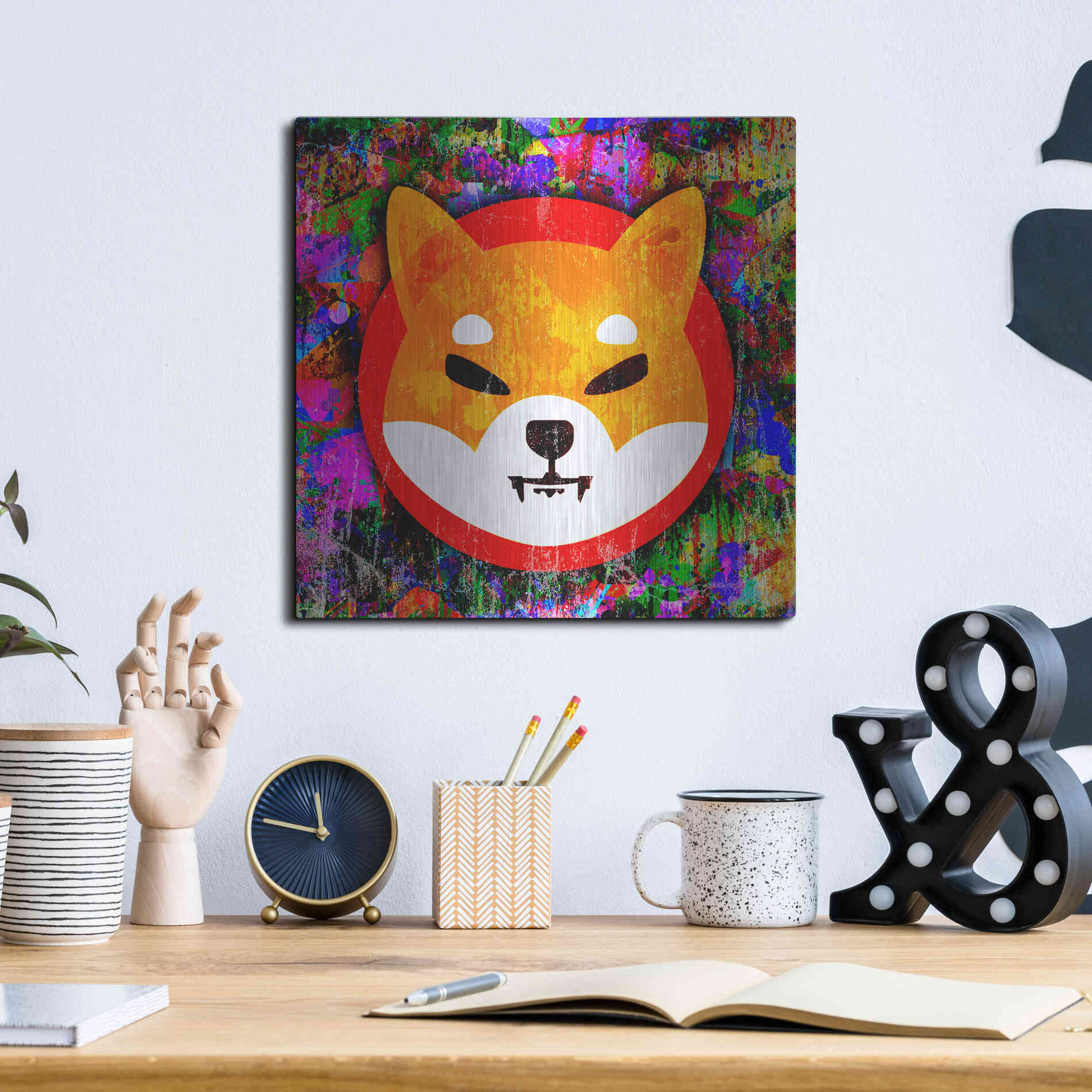 Luxe Metal Art 'SHIB Shiba Inu Crypto,' Metal Wall Art,12x12