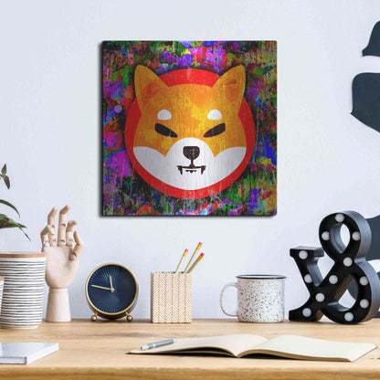 Luxe Metal Art 'SHIB Shiba Inu Crypto,' Metal Wall Art,12x12
