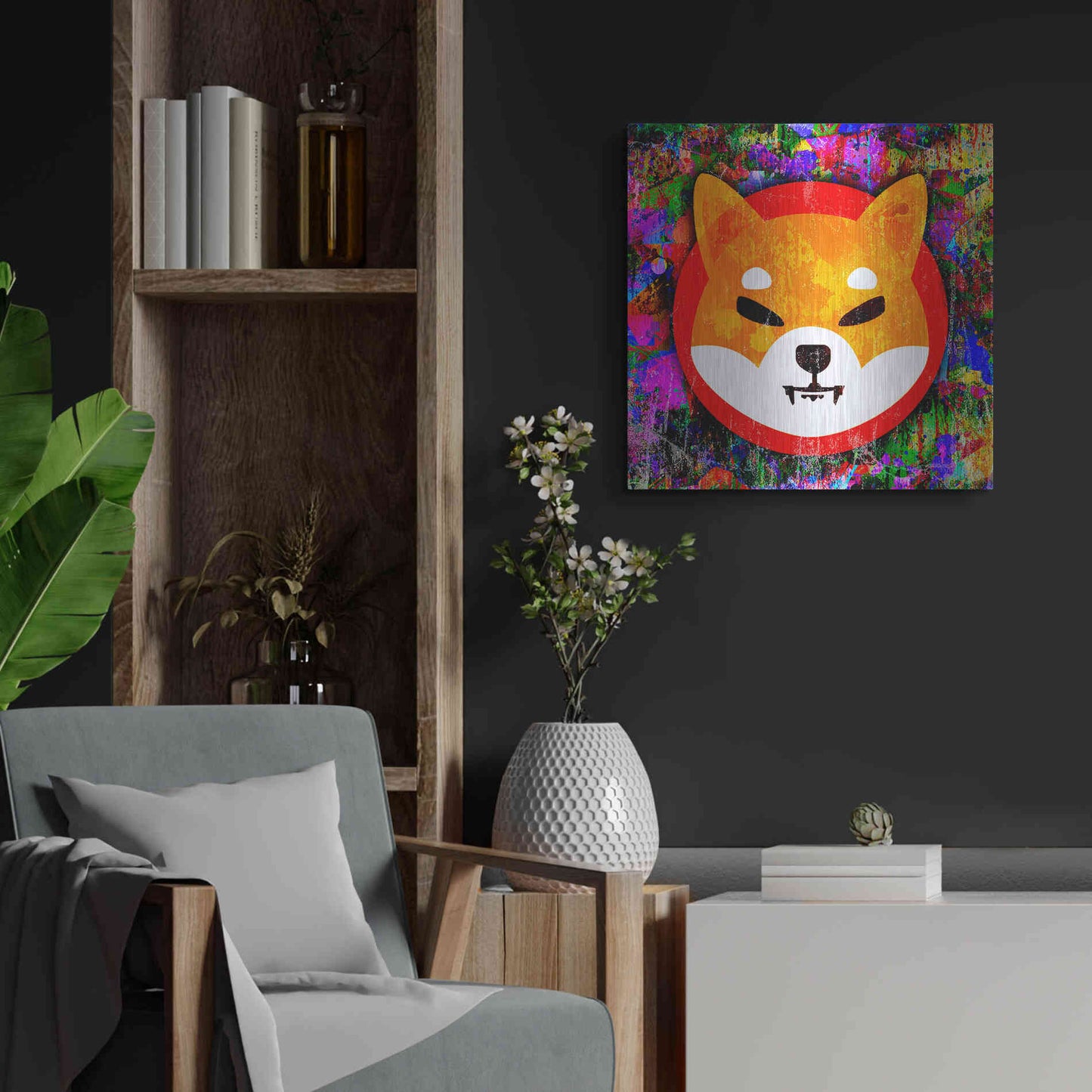 Luxe Metal Art 'SHIB Shiba Inu Crypto,' Metal Wall Art,24x24