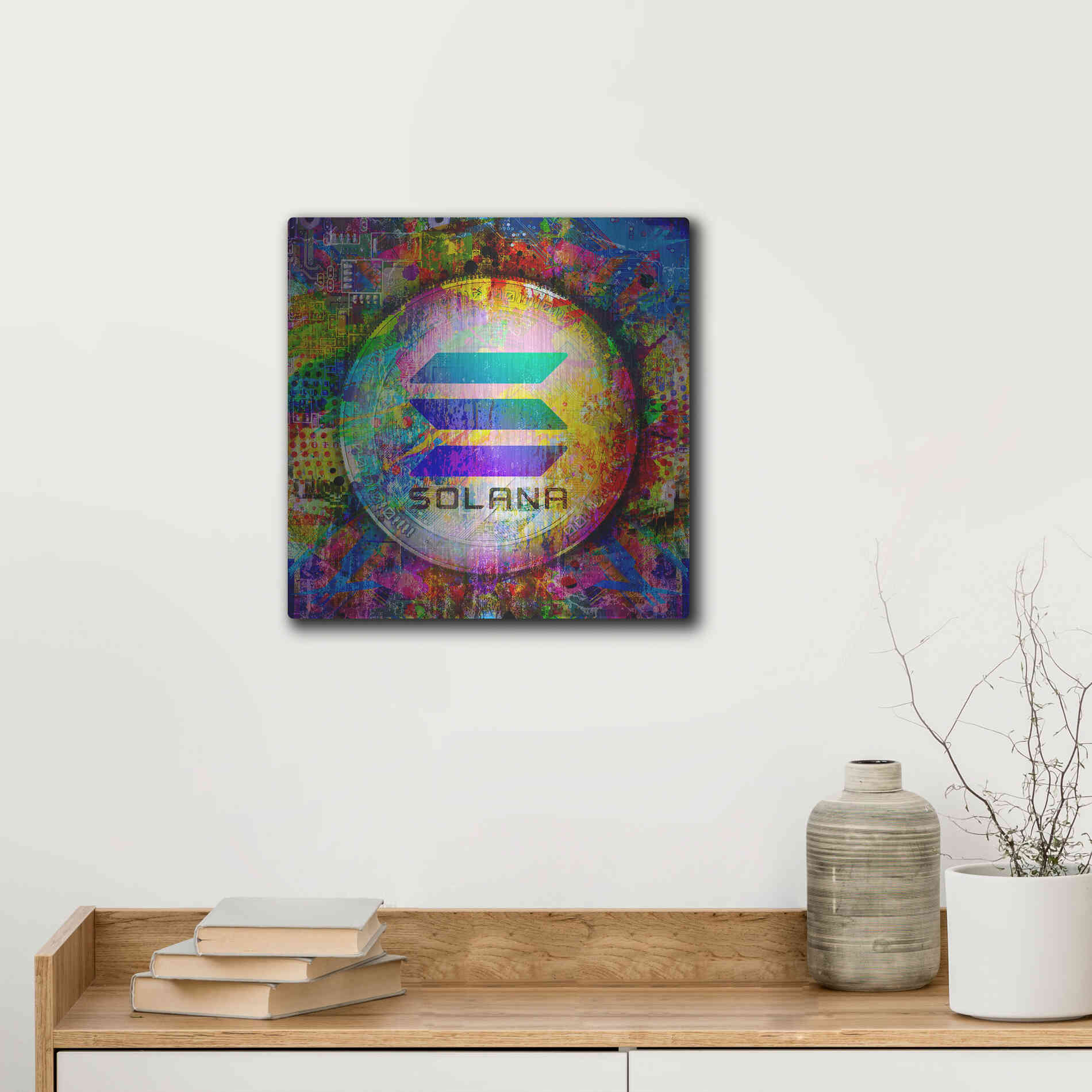 Luxe Metal Art 'SOL Solana Crypto,' Metal Wall Art,12x12