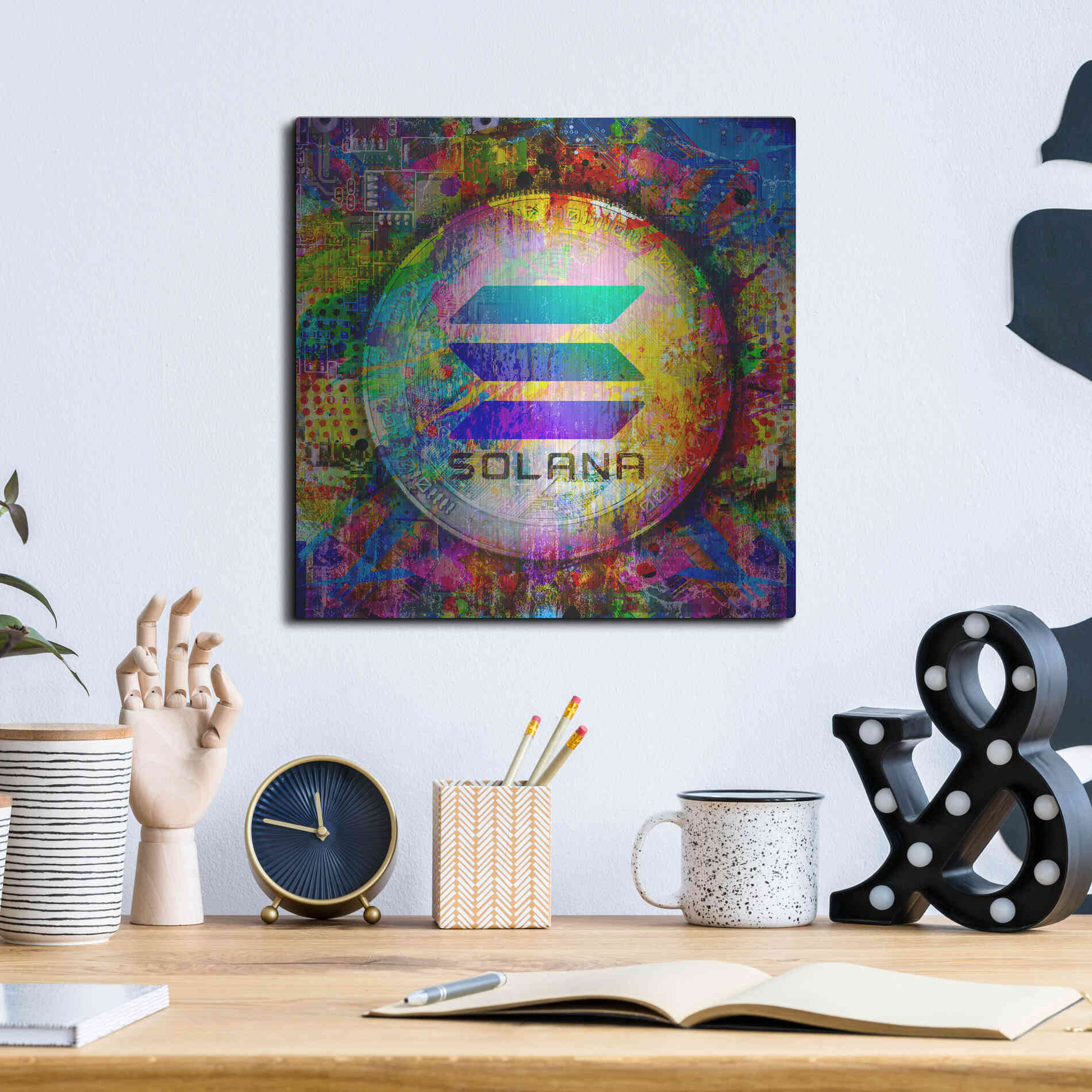 Luxe Metal Art 'SOL Solana Crypto,' Metal Wall Art,12x12
