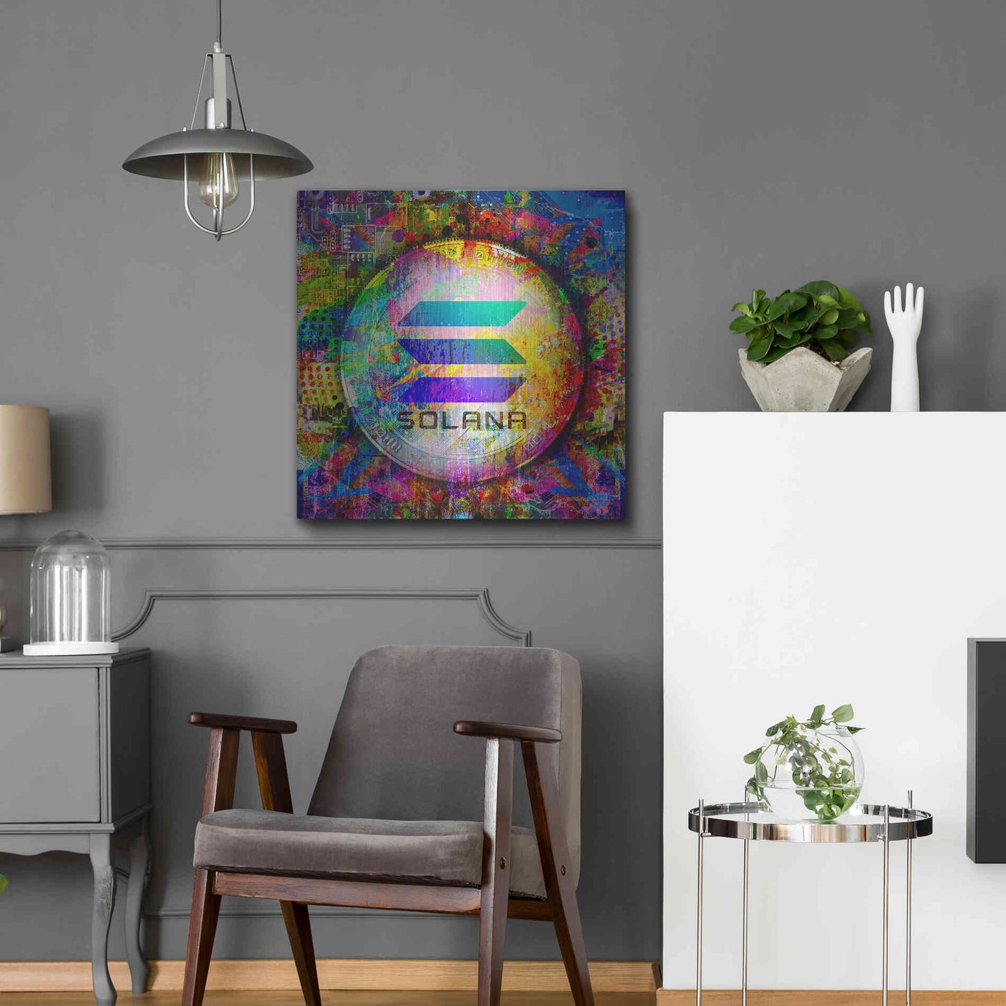 Luxe Metal Art 'SOL Solana Crypto,' Metal Wall Art,24x24