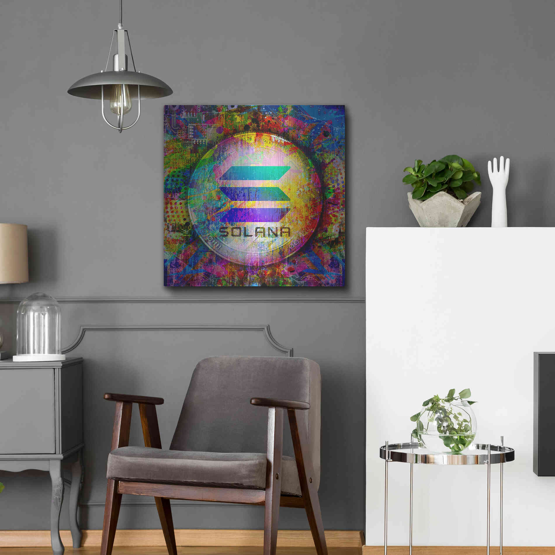 Luxe Metal Art 'SOL Solana Crypto,' Metal Wall Art,24x24