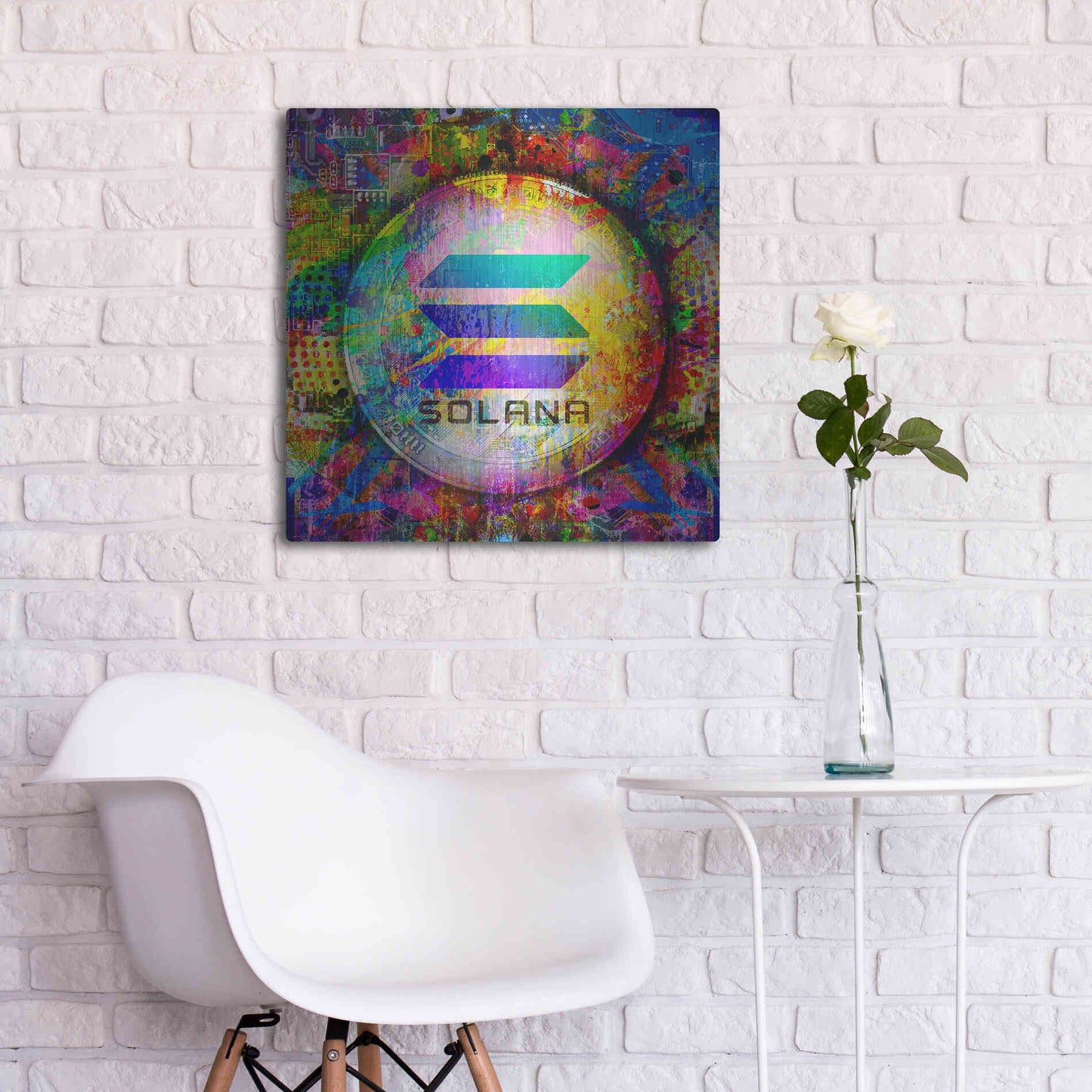 Luxe Metal Art 'SOL Solana Crypto,' Metal Wall Art,24x24
