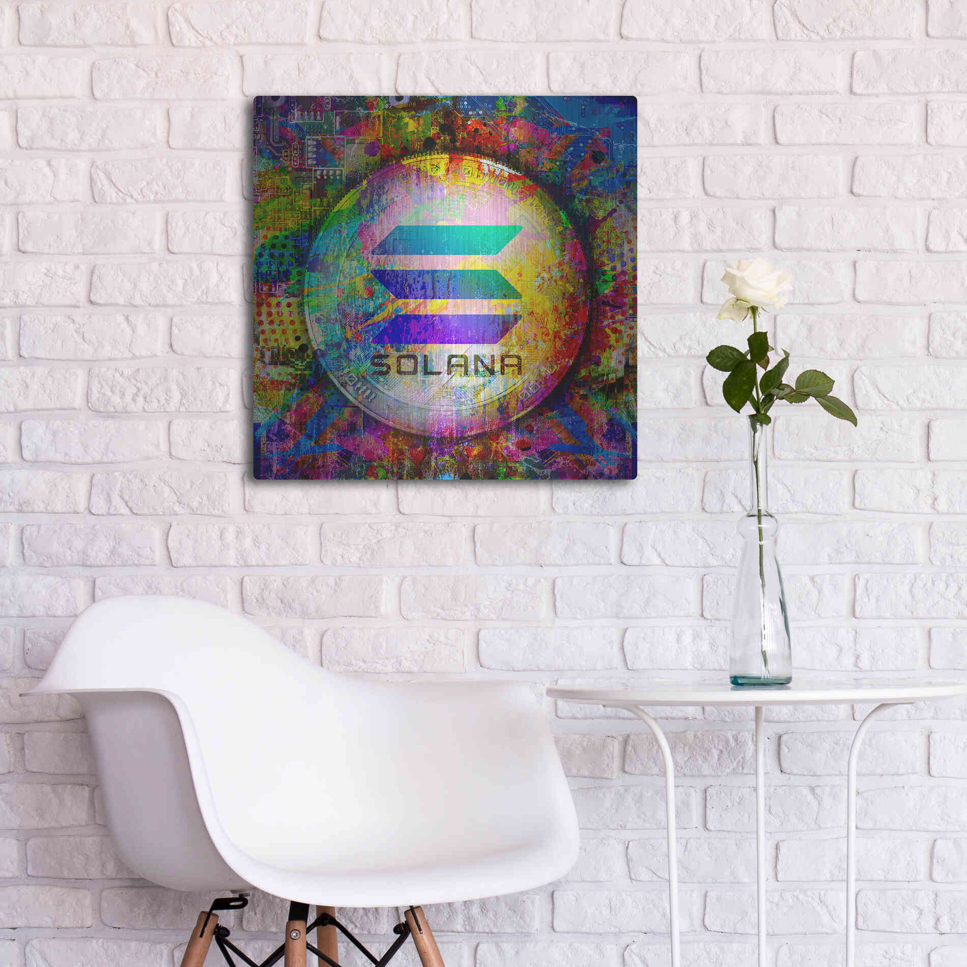 Luxe Metal Art 'SOL Solana Crypto,' Metal Wall Art,24x24