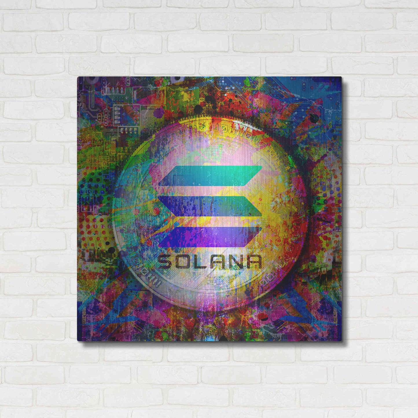 Luxe Metal Art 'SOL Solana Crypto,' Metal Wall Art,36x36