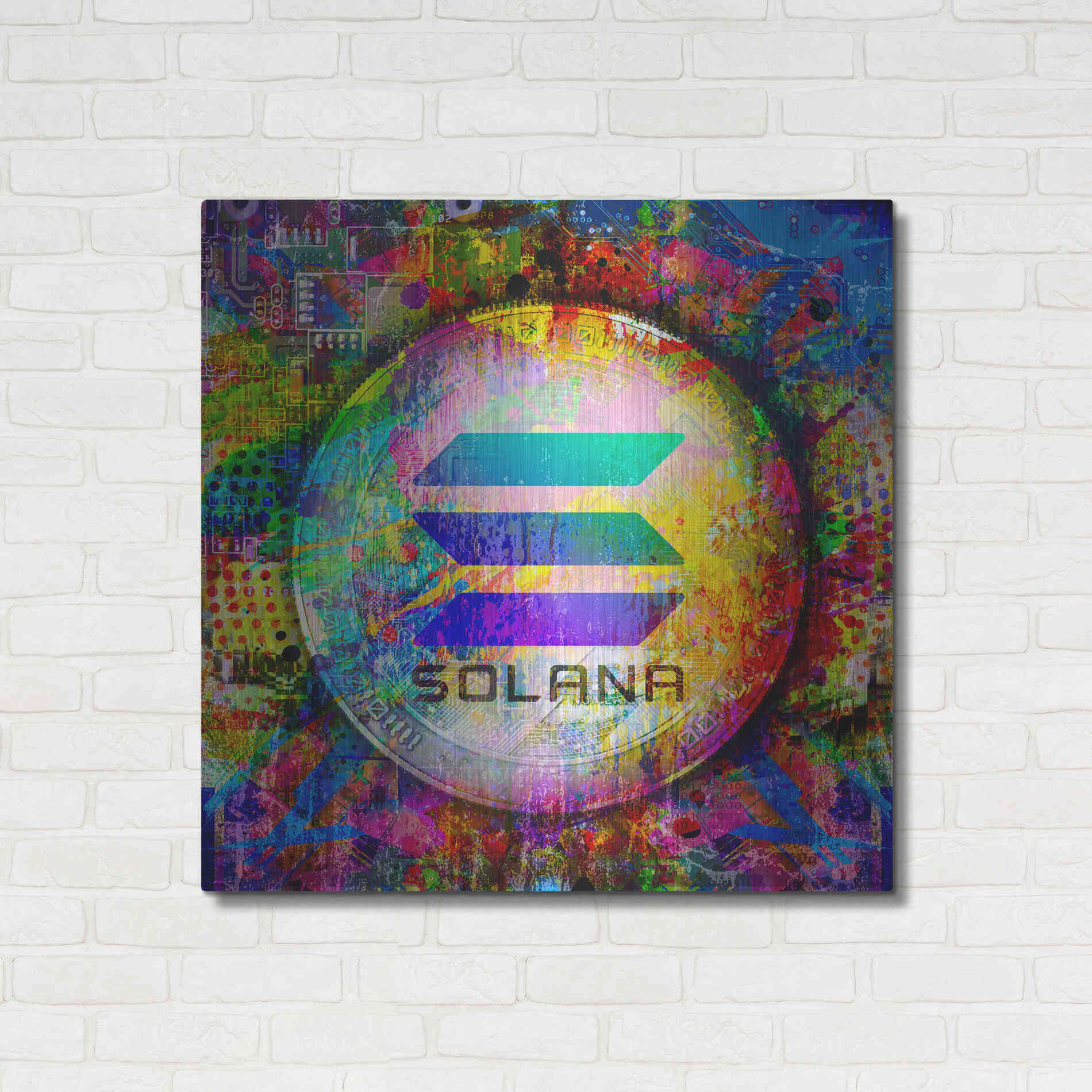 Luxe Metal Art 'SOL Solana Crypto,' Metal Wall Art,36x36
