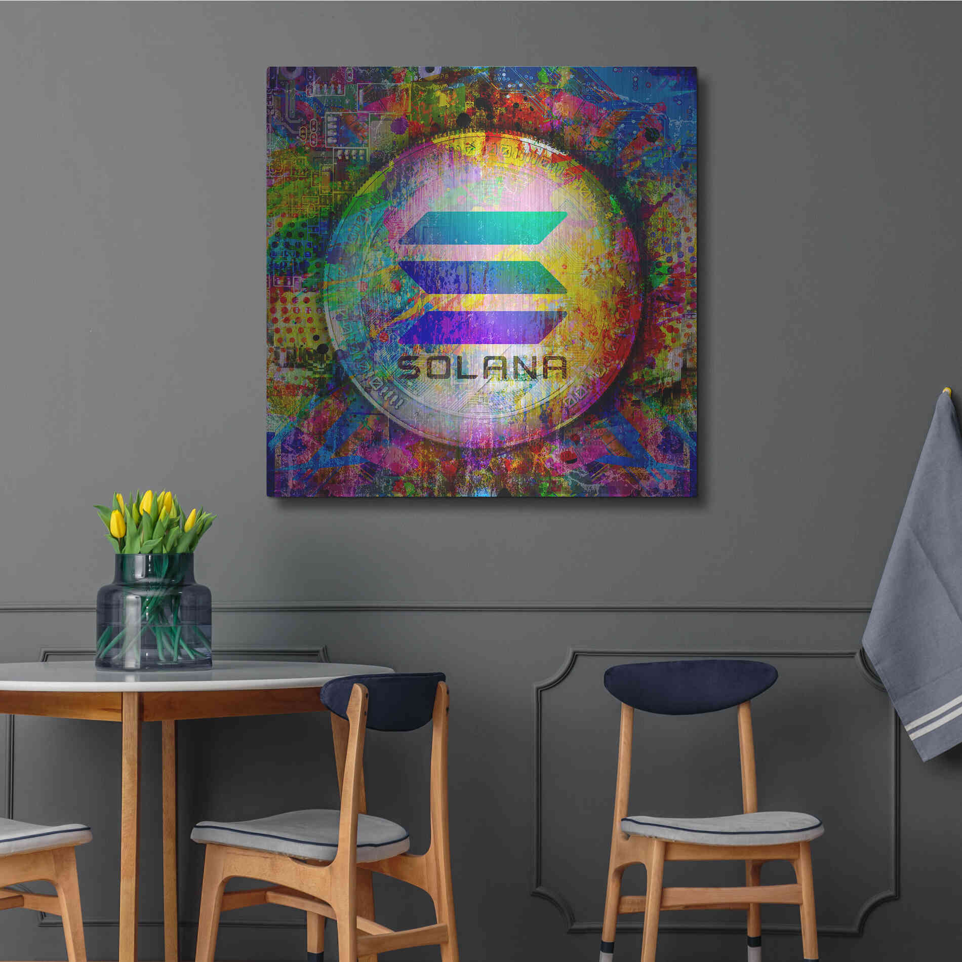 Luxe Metal Art 'SOL Solana Crypto,' Metal Wall Art,36x36