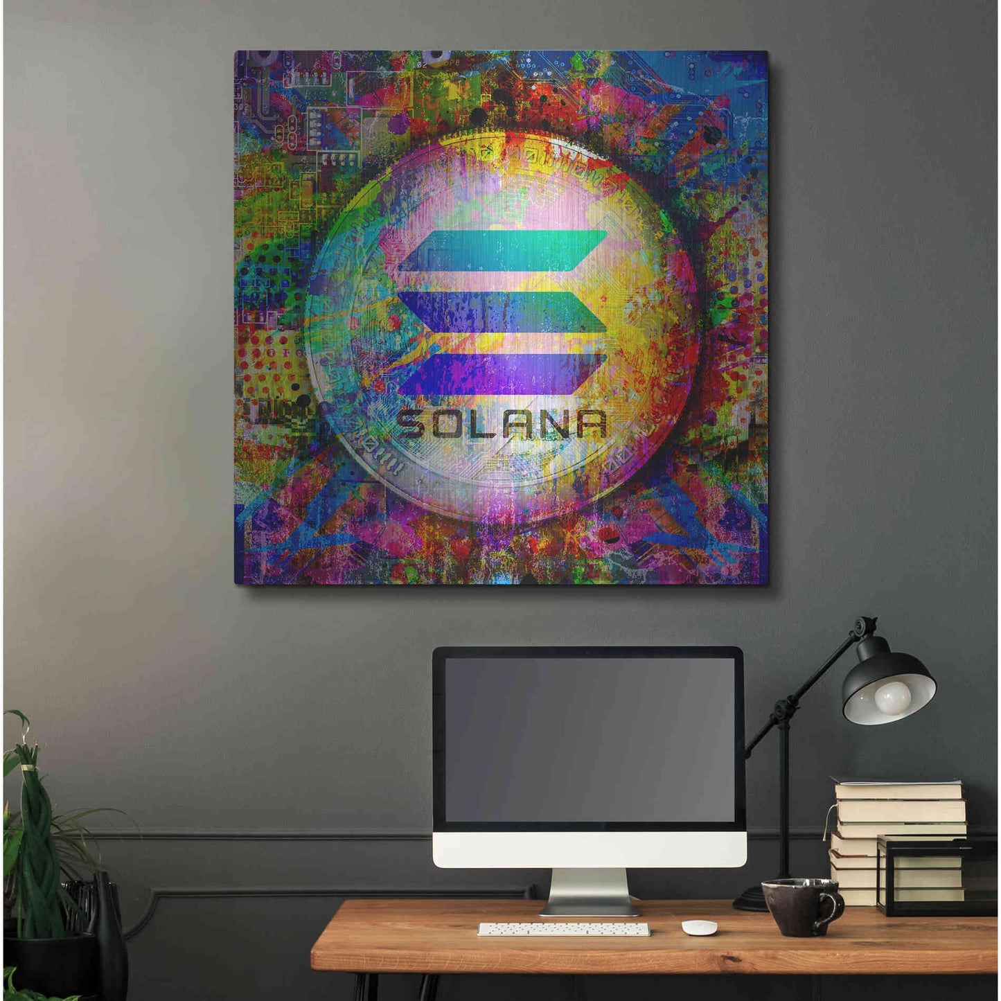 Luxe Metal Art 'SOL Solana Crypto,' Metal Wall Art,36x36