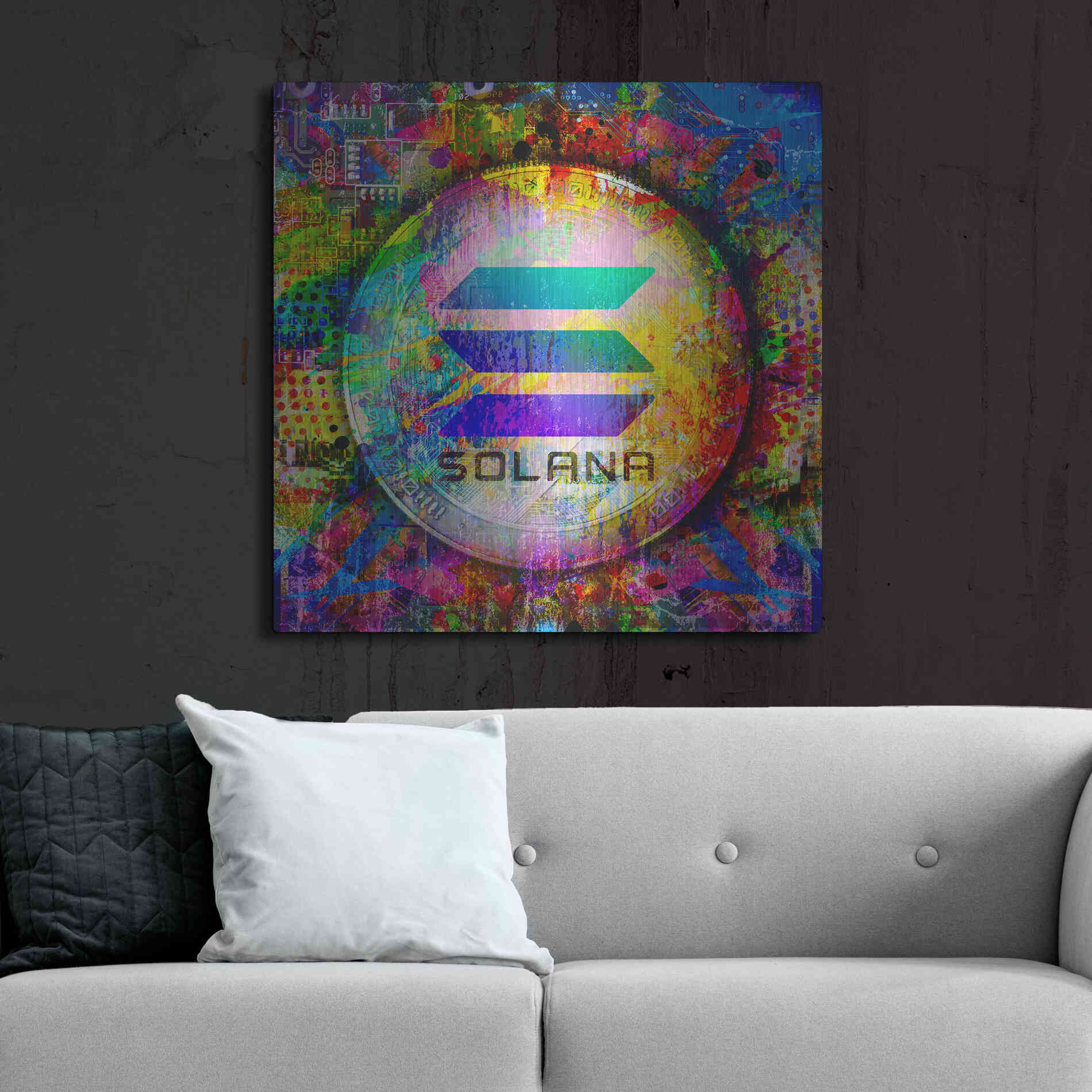 Luxe Metal Art 'SOL Solana Crypto,' Metal Wall Art,36x36