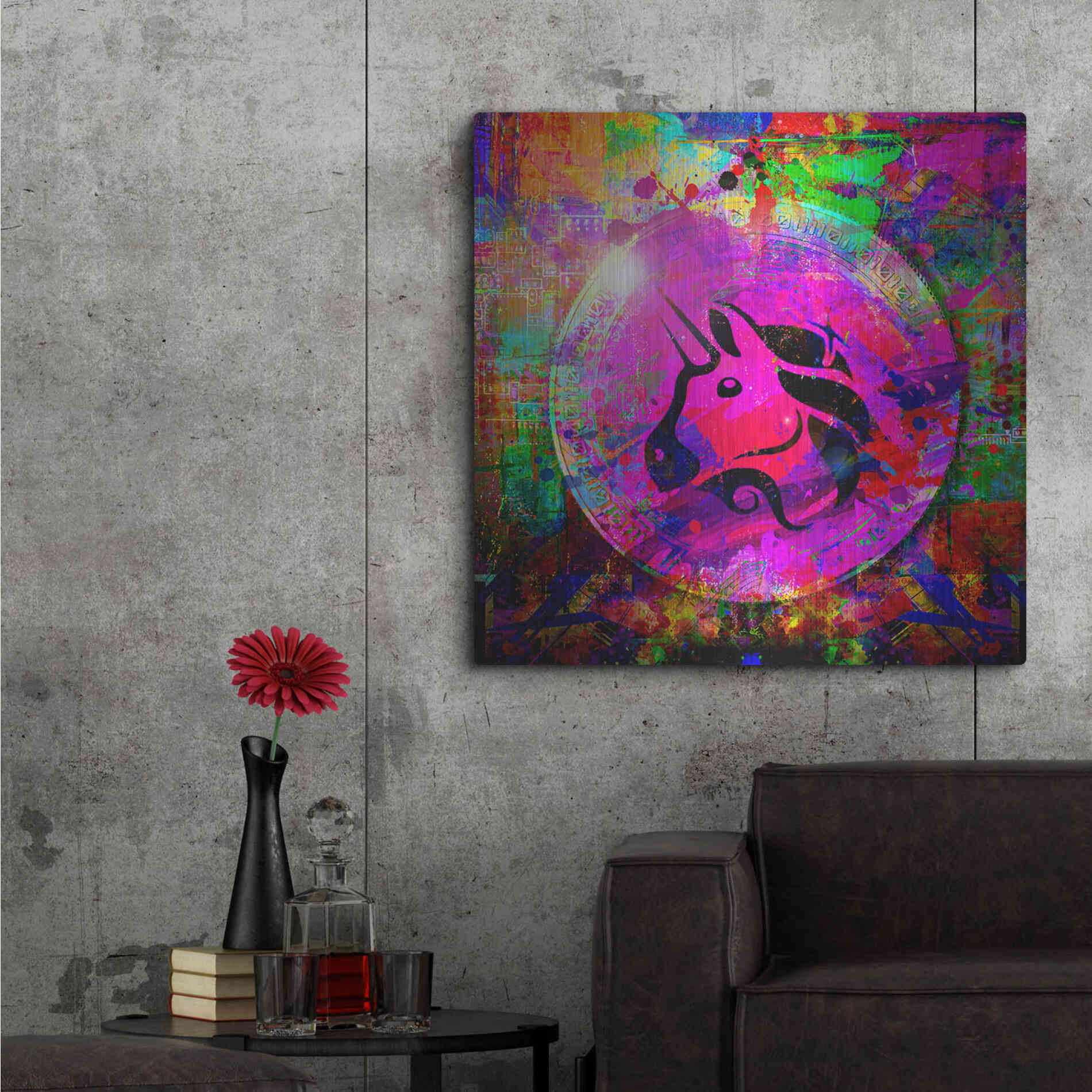 Luxe Metal Art 'UNI Uniswap Crypto,' Metal Wall Art,36x36