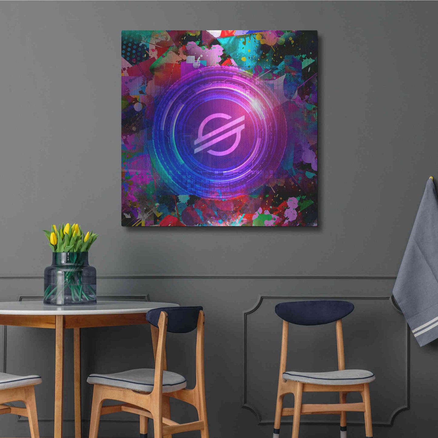 Luxe Metal Art 'XLM Stellar Crypto,' Metal Wall Art,36x36