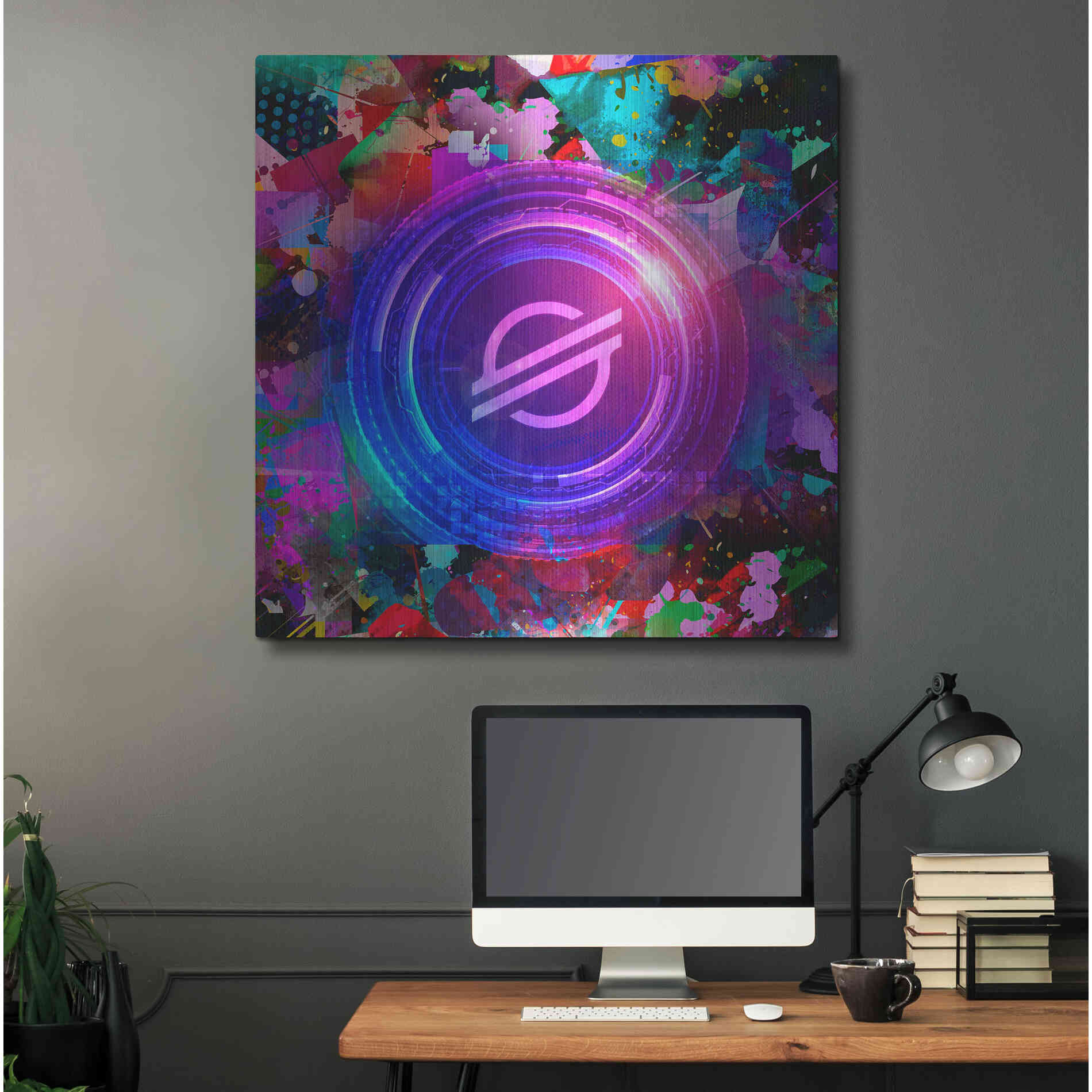 Luxe Metal Art 'XLM Stellar Crypto,' Metal Wall Art,36x36