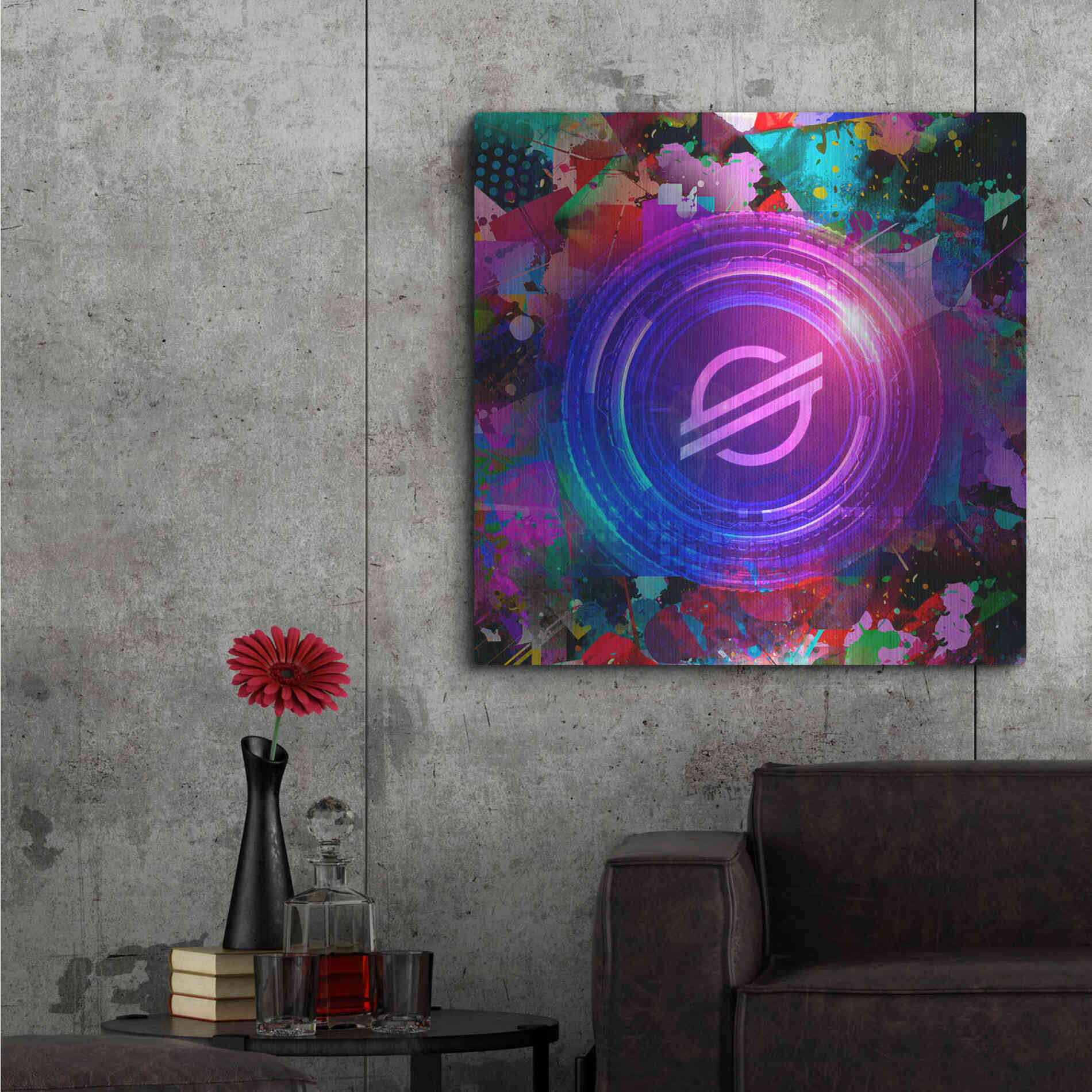 Luxe Metal Art 'XLM Stellar Crypto,' Metal Wall Art,36x36