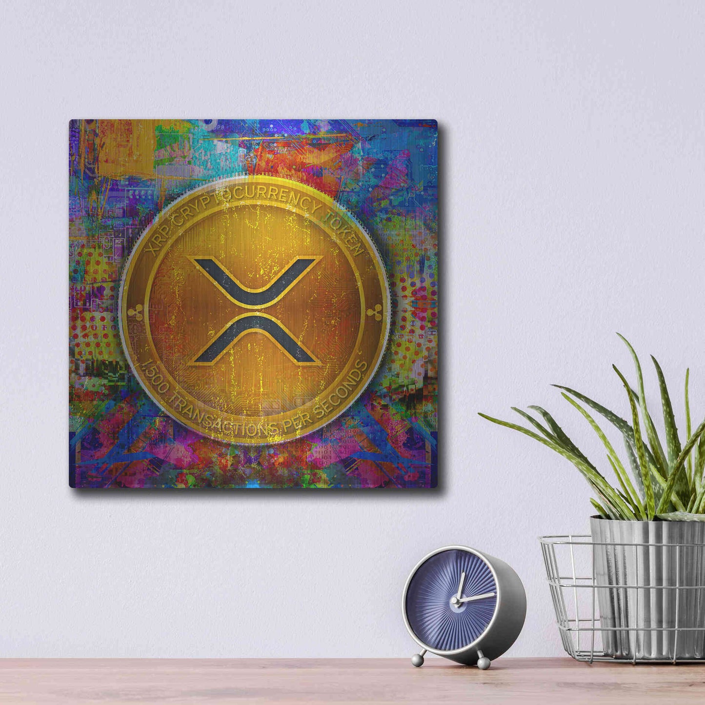 Luxe Metal Art 'XRP Crypto,' Metal Wall Art,12x12