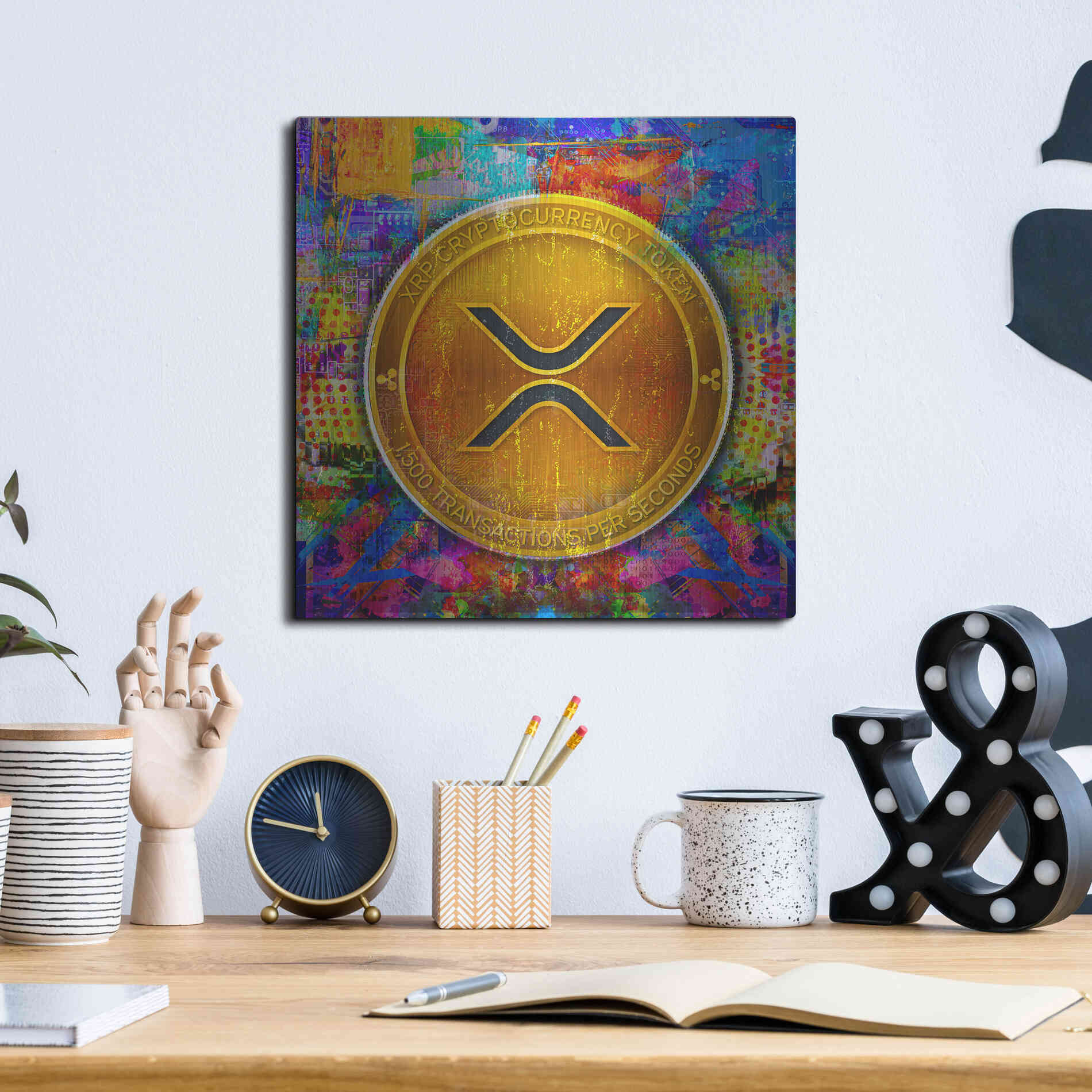 Luxe Metal Art 'XRP Crypto,' Metal Wall Art,12x12