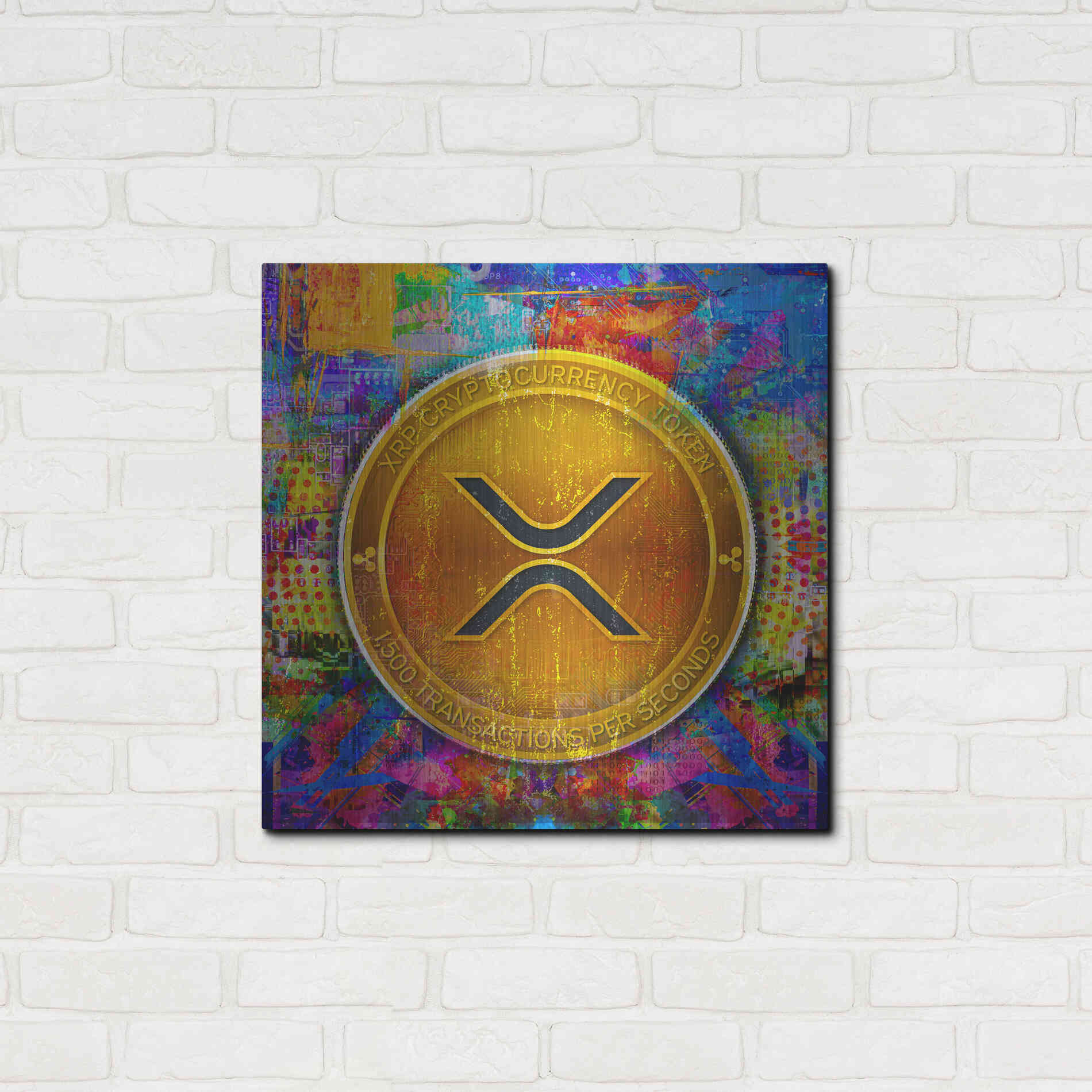 Luxe Metal Art 'XRP Crypto,' Metal Wall Art,24x24