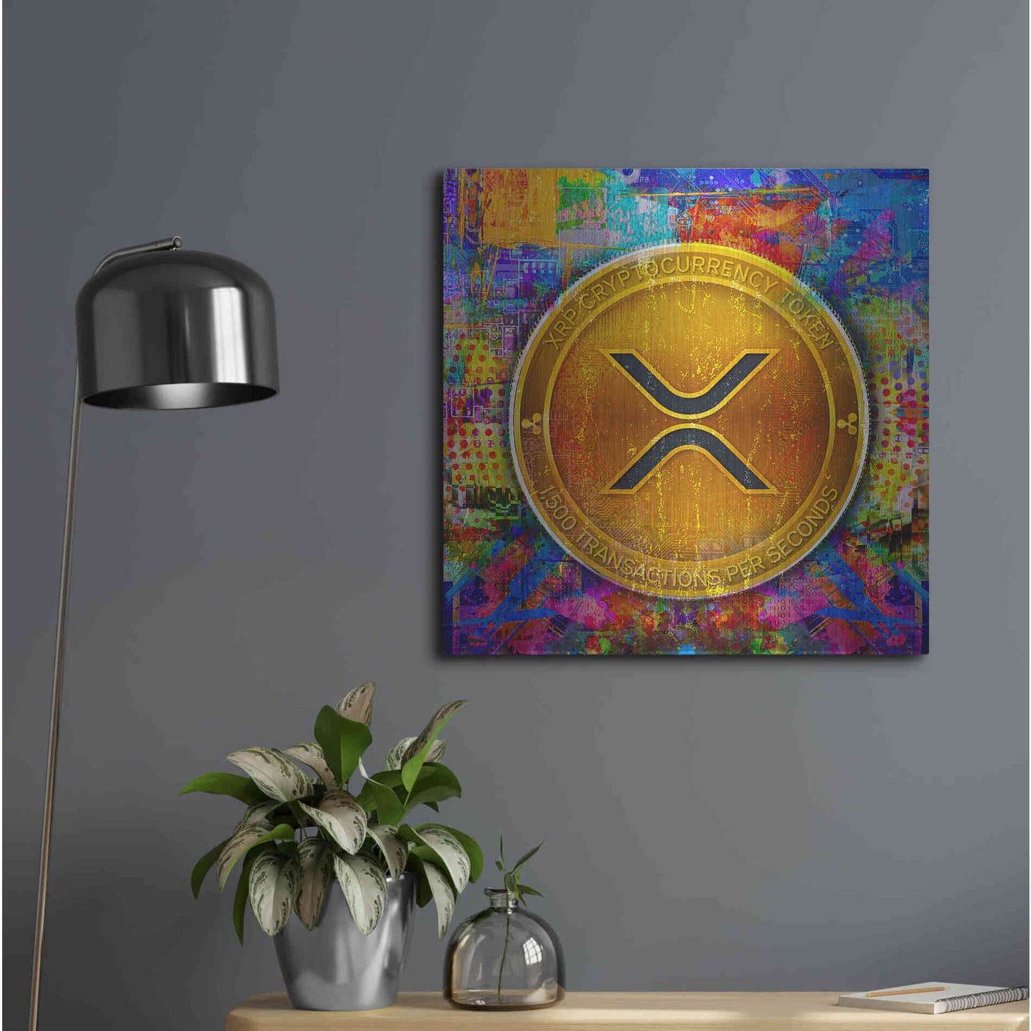 Luxe Metal Art 'XRP Crypto,' Metal Wall Art,24x24