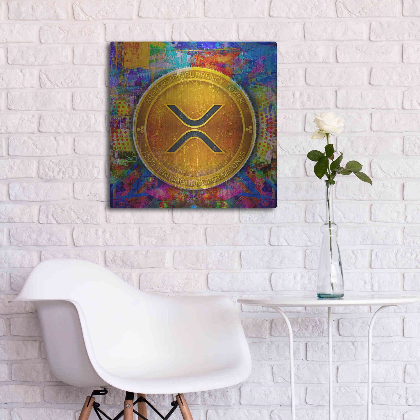 Luxe Metal Art 'XRP Crypto,' Metal Wall Art,24x24
