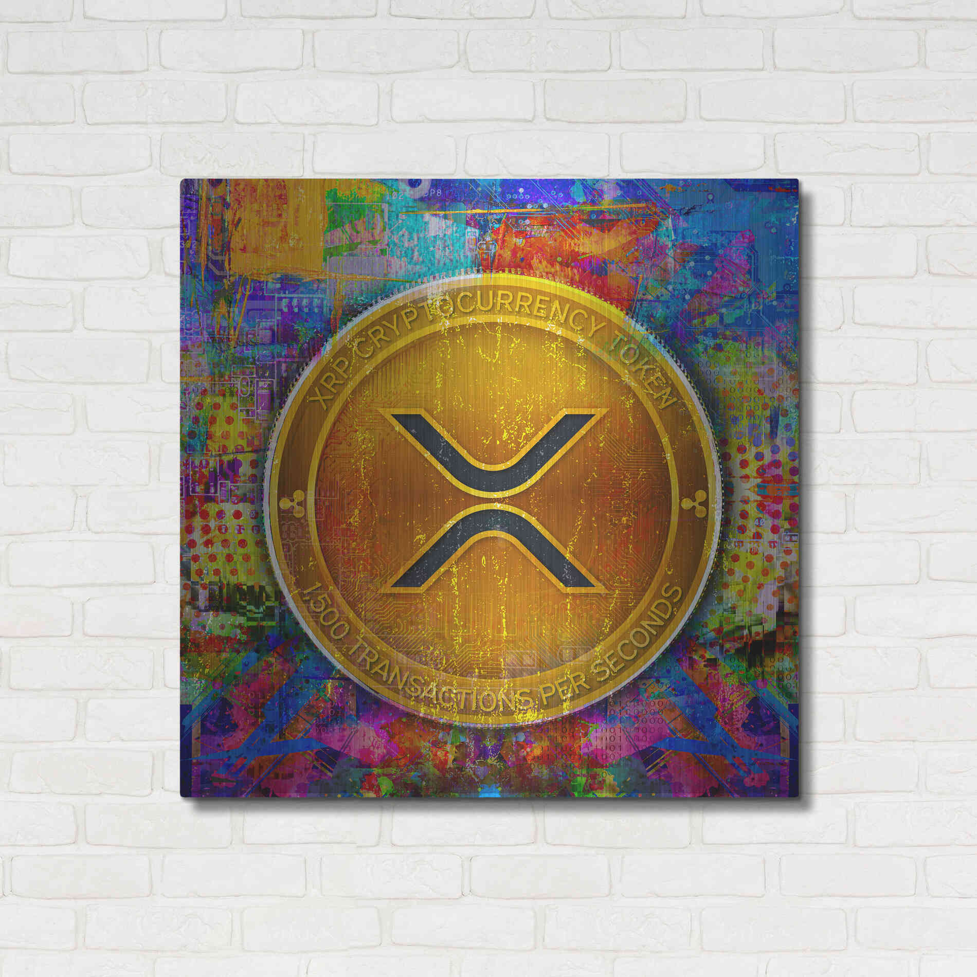 Luxe Metal Art 'XRP Crypto,' Metal Wall Art,36x36