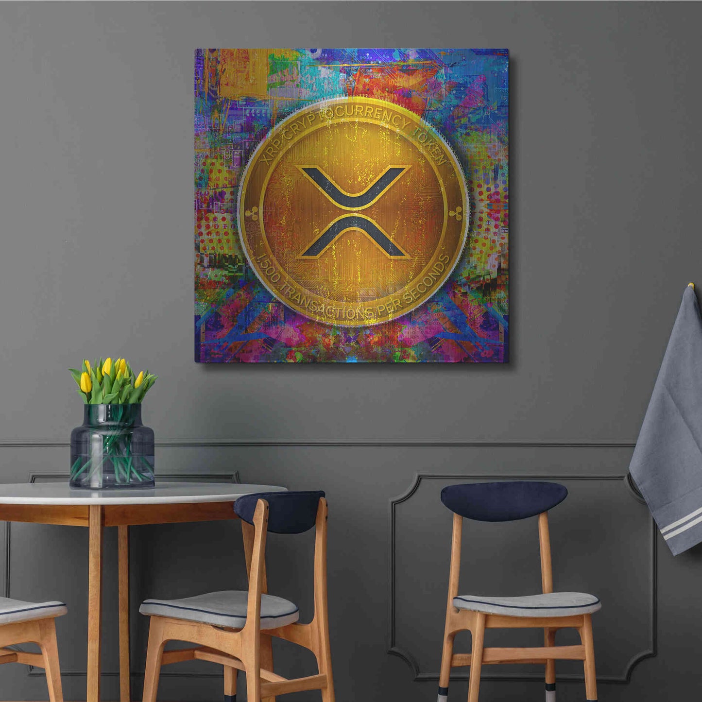 Luxe Metal Art 'XRP Crypto,' Metal Wall Art,36x36