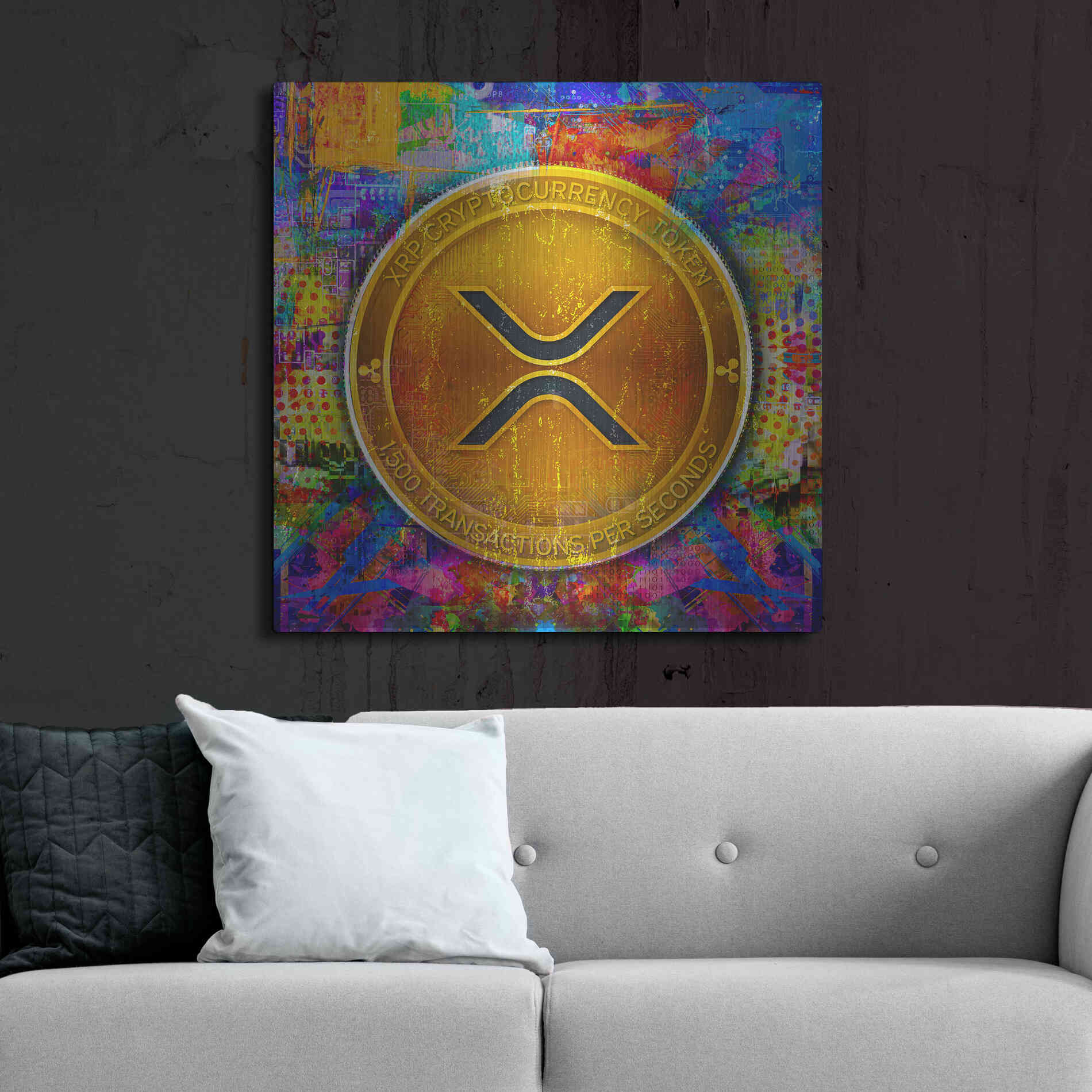 Luxe Metal Art 'XRP Crypto,' Metal Wall Art,36x36