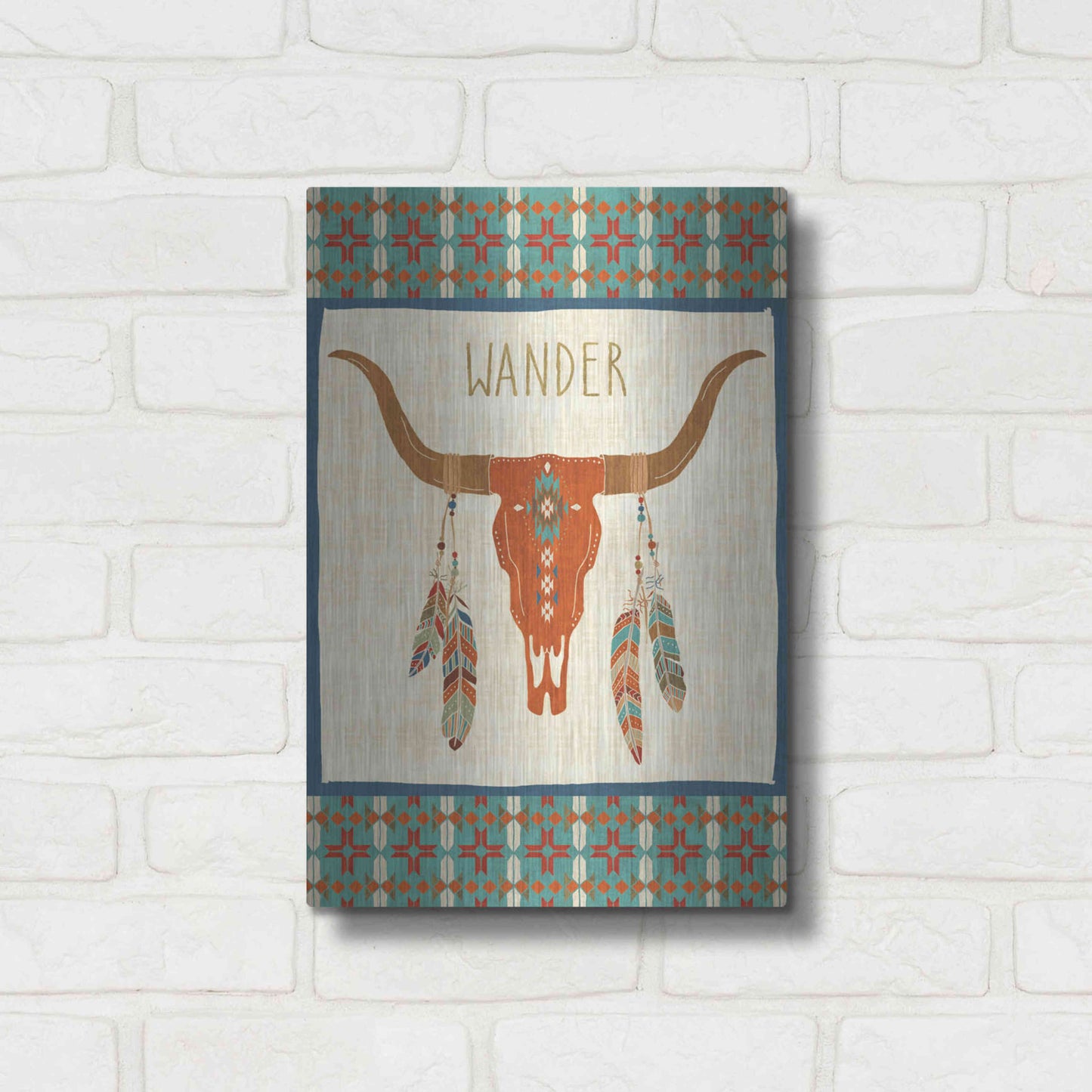 Luxe Metal Art 'Southwest at Heart I FLAG' by Veronique Charron, Metal Wall Art,12x16