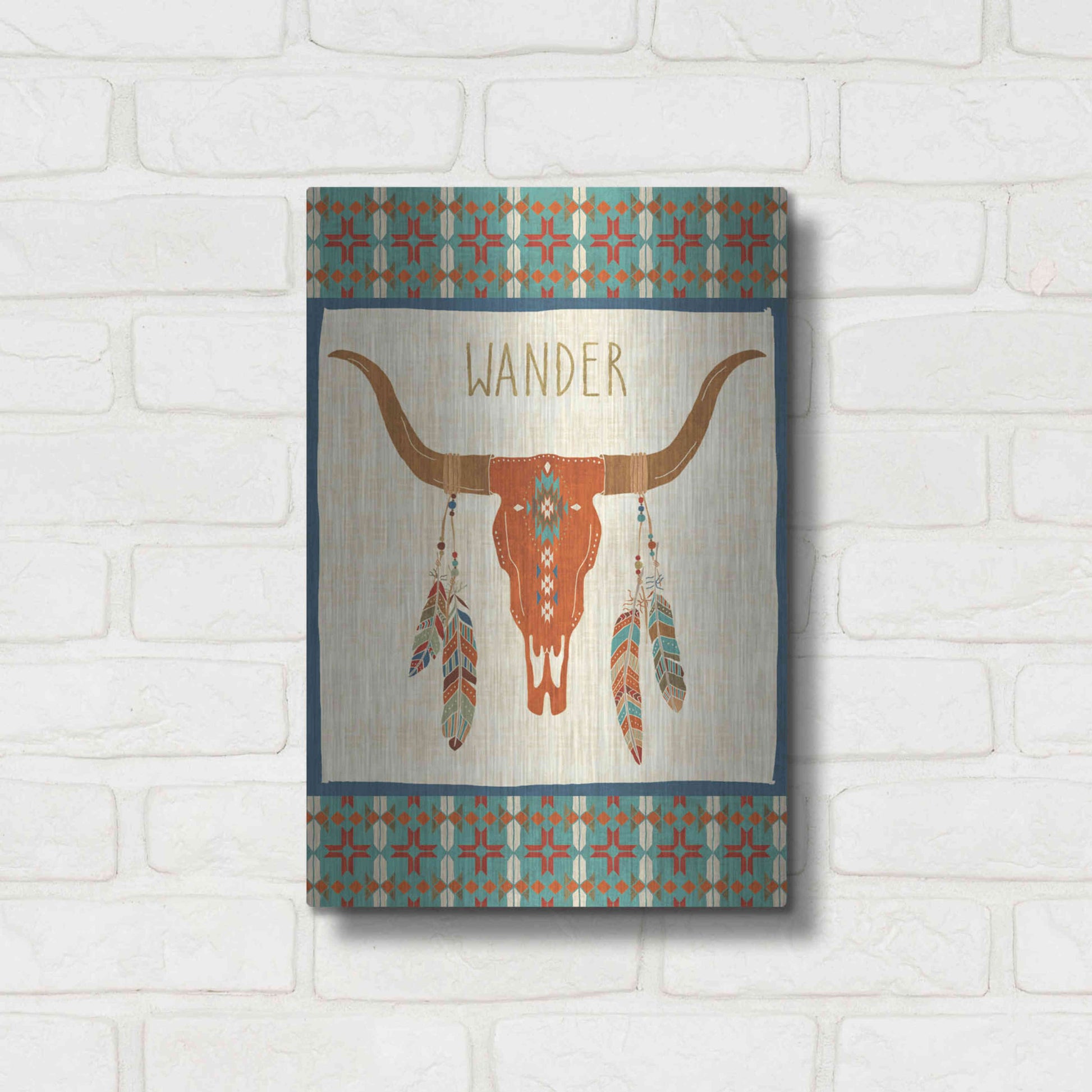 Luxe Metal Art 'Southwest at Heart I FLAG' by Veronique Charron, Metal Wall Art,12x16