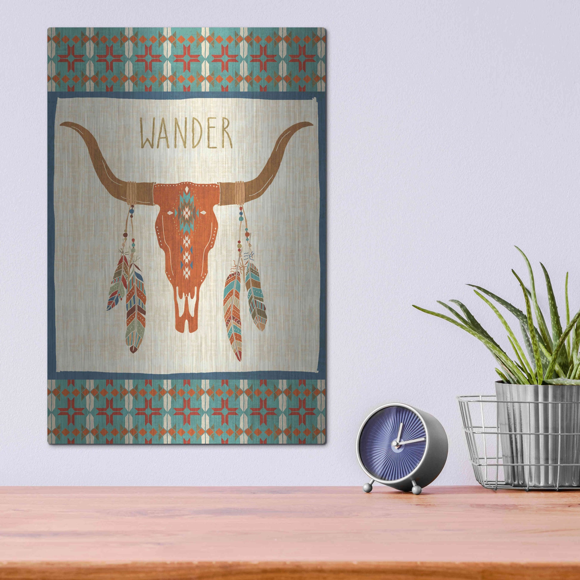 Luxe Metal Art 'Southwest at Heart I FLAG' by Veronique Charron, Metal Wall Art,12x16