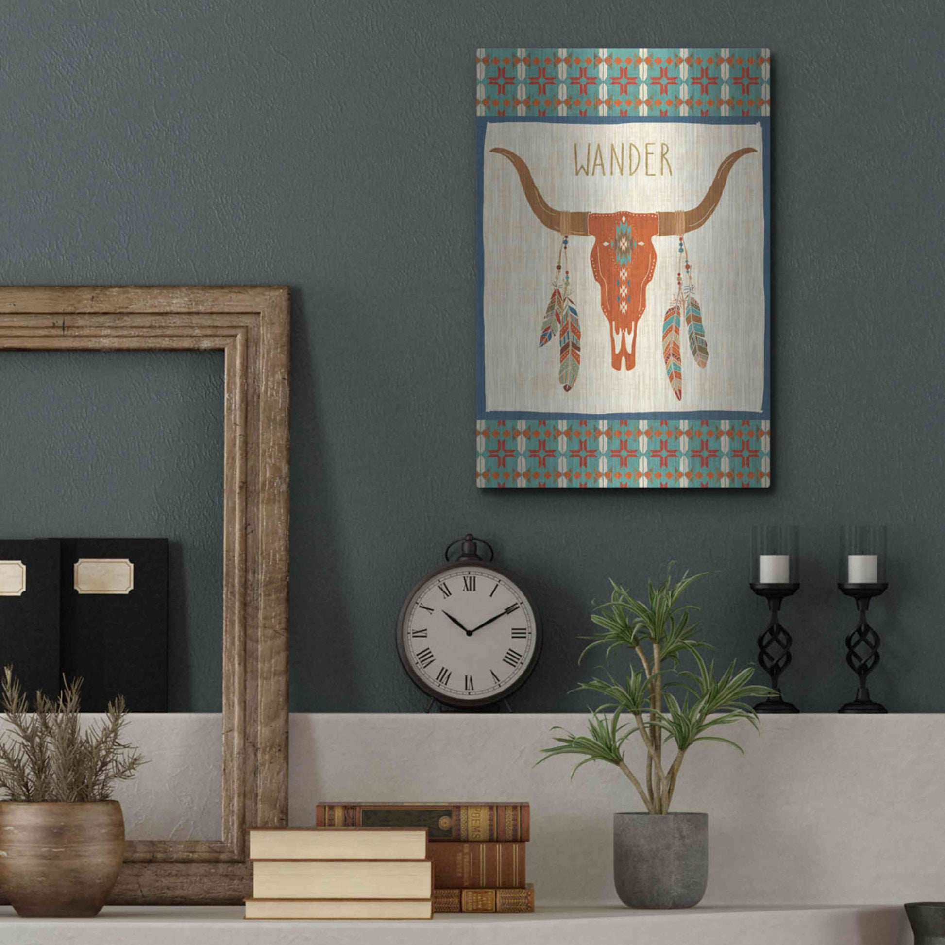 Luxe Metal Art 'Southwest at Heart I FLAG' by Veronique Charron, Metal Wall Art,12x16