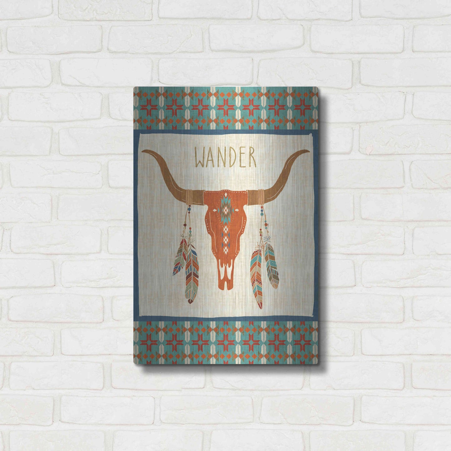 Luxe Metal Art 'Southwest at Heart I FLAG' by Veronique Charron, Metal Wall Art,16x24