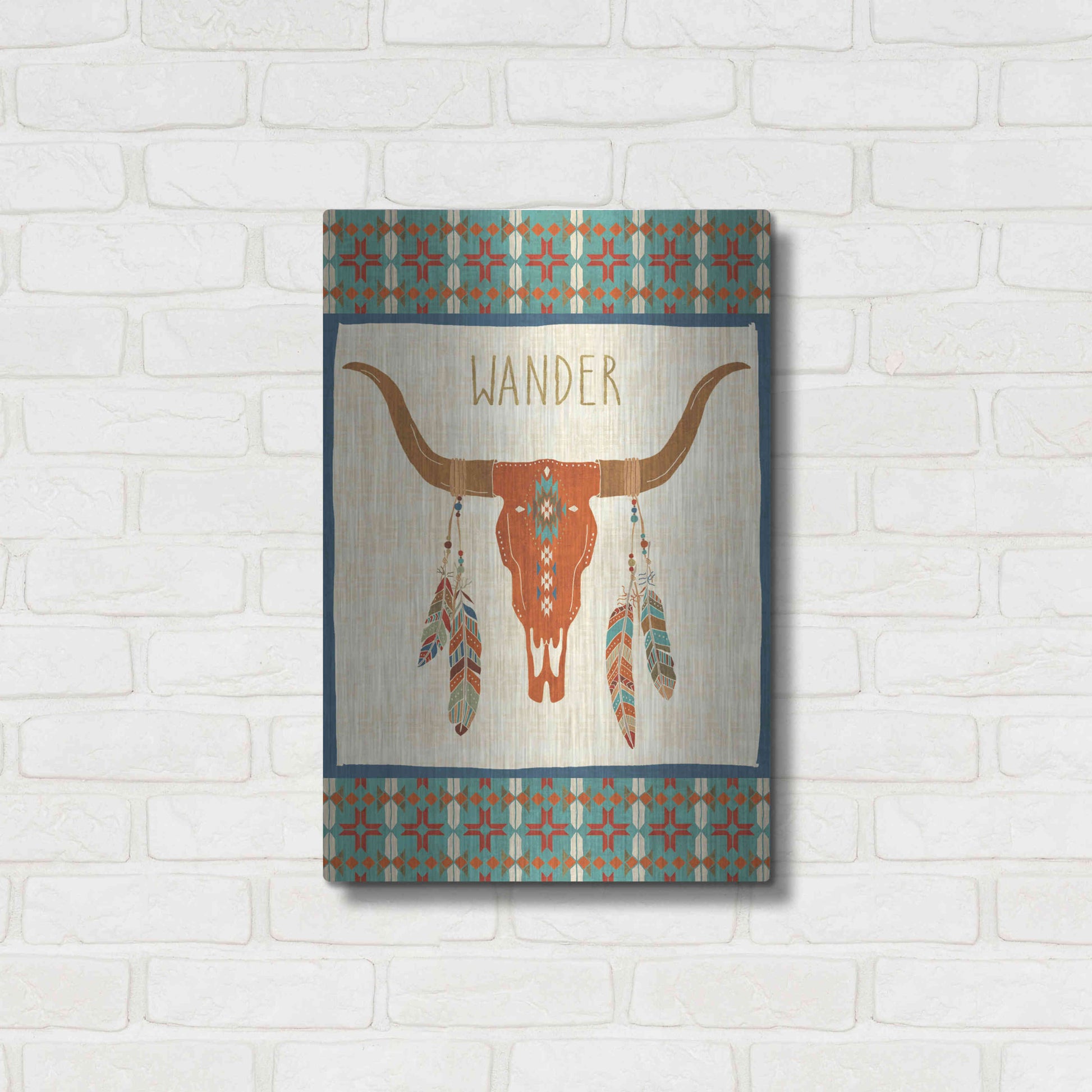 Luxe Metal Art 'Southwest at Heart I FLAG' by Veronique Charron, Metal Wall Art,16x24