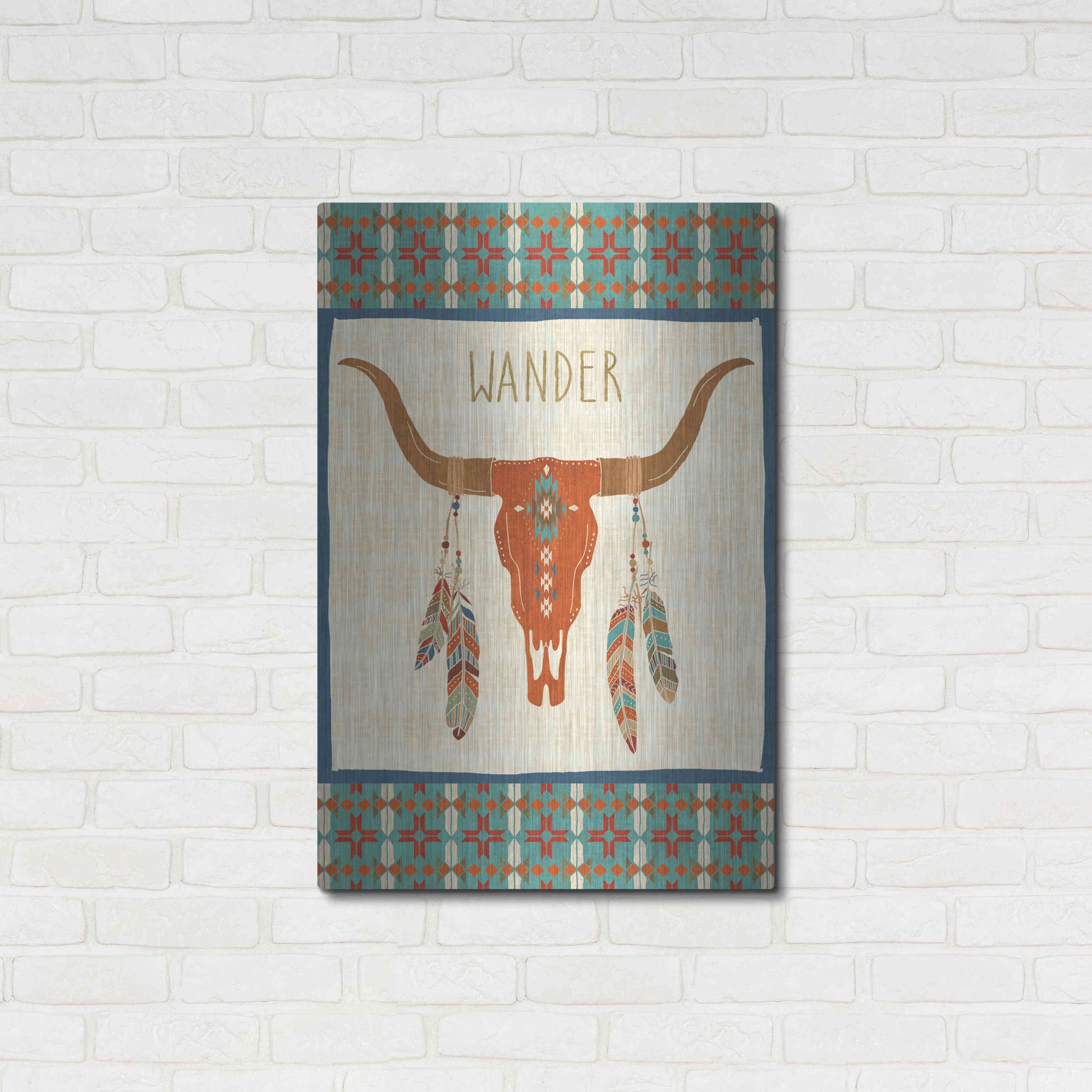 Luxe Metal Art 'Southwest at Heart I FLAG' by Veronique Charron, Metal Wall Art,24x36