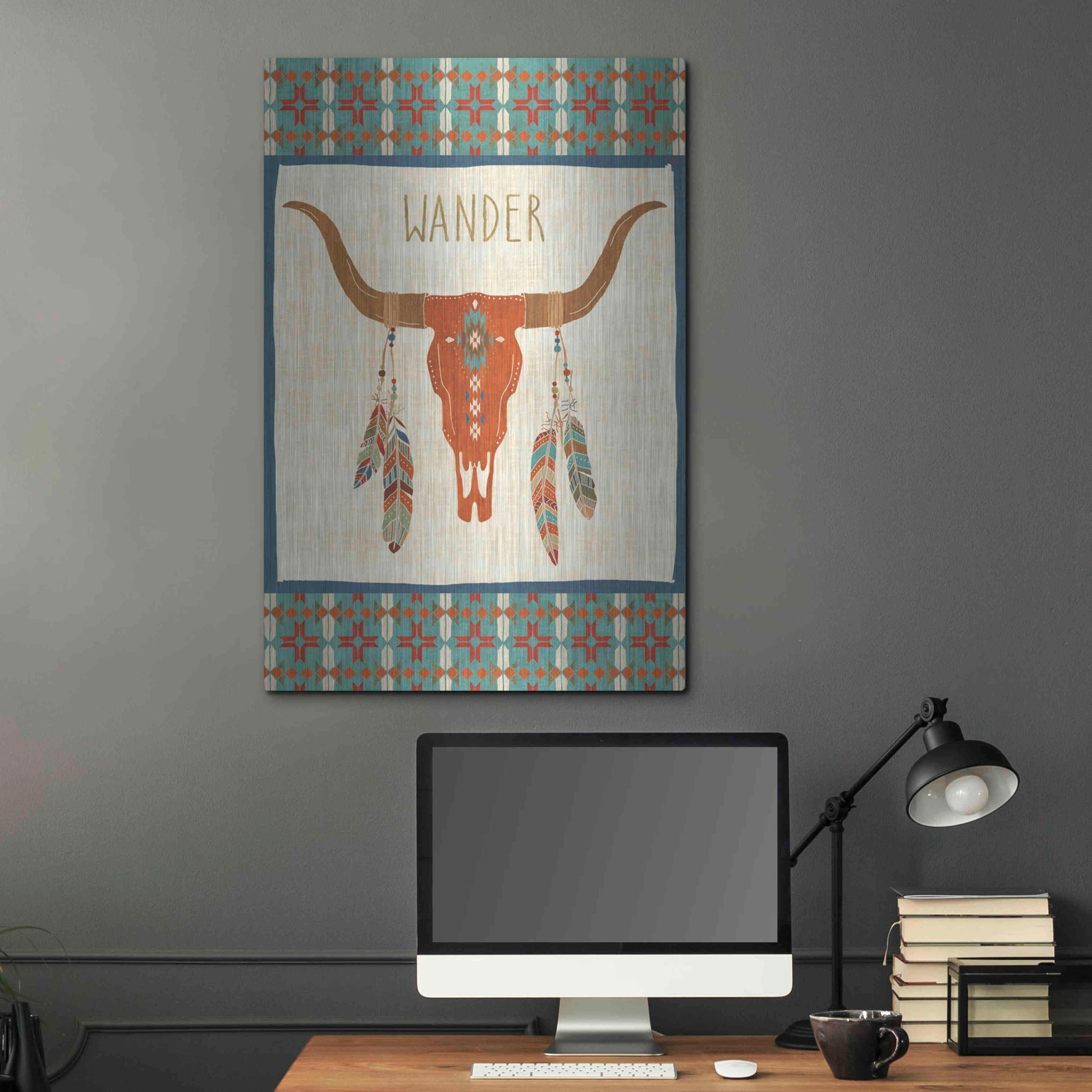 Luxe Metal Art 'Southwest at Heart I FLAG' by Veronique Charron, Metal Wall Art,24x36