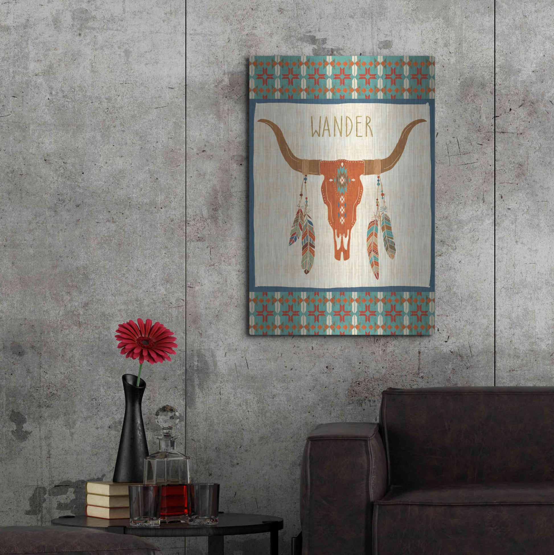 Luxe Metal Art 'Southwest at Heart I FLAG' by Veronique Charron, Metal Wall Art,24x36