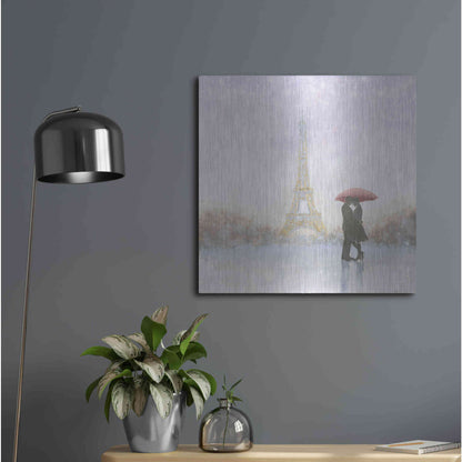 Luxe Metal Art 'Eiffel Romance' by Marco Fabiano, Metal Wall Art,24x24