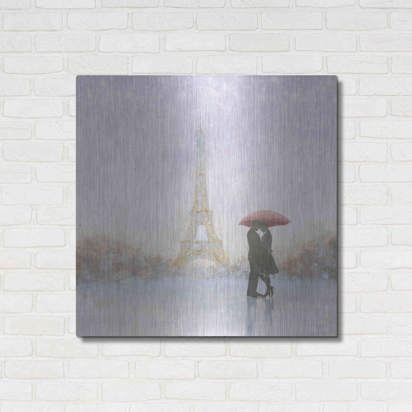 Luxe Metal Art 'Eiffel Romance' by Marco Fabiano, Metal Wall Art,36x36