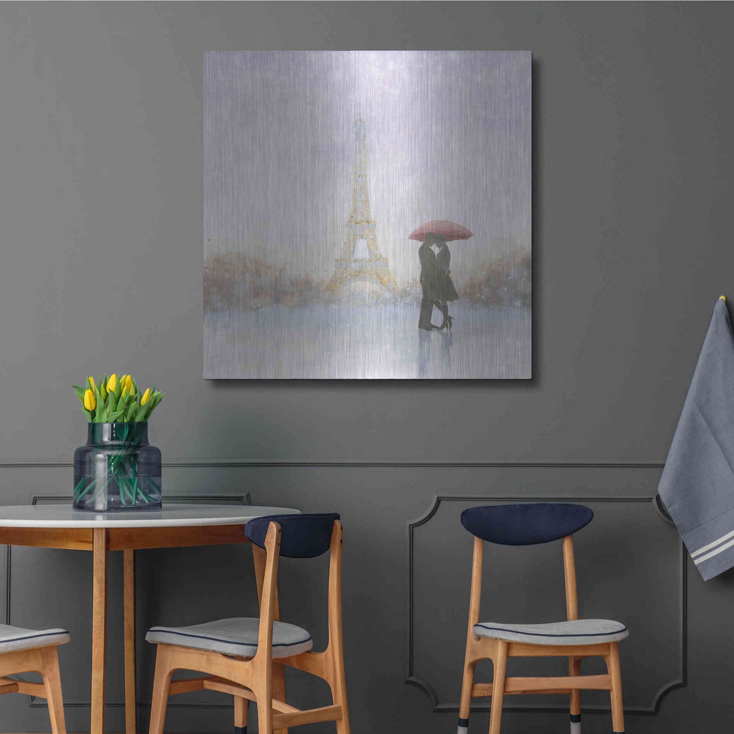 Luxe Metal Art 'Eiffel Romance' by Marco Fabiano, Metal Wall Art,36x36