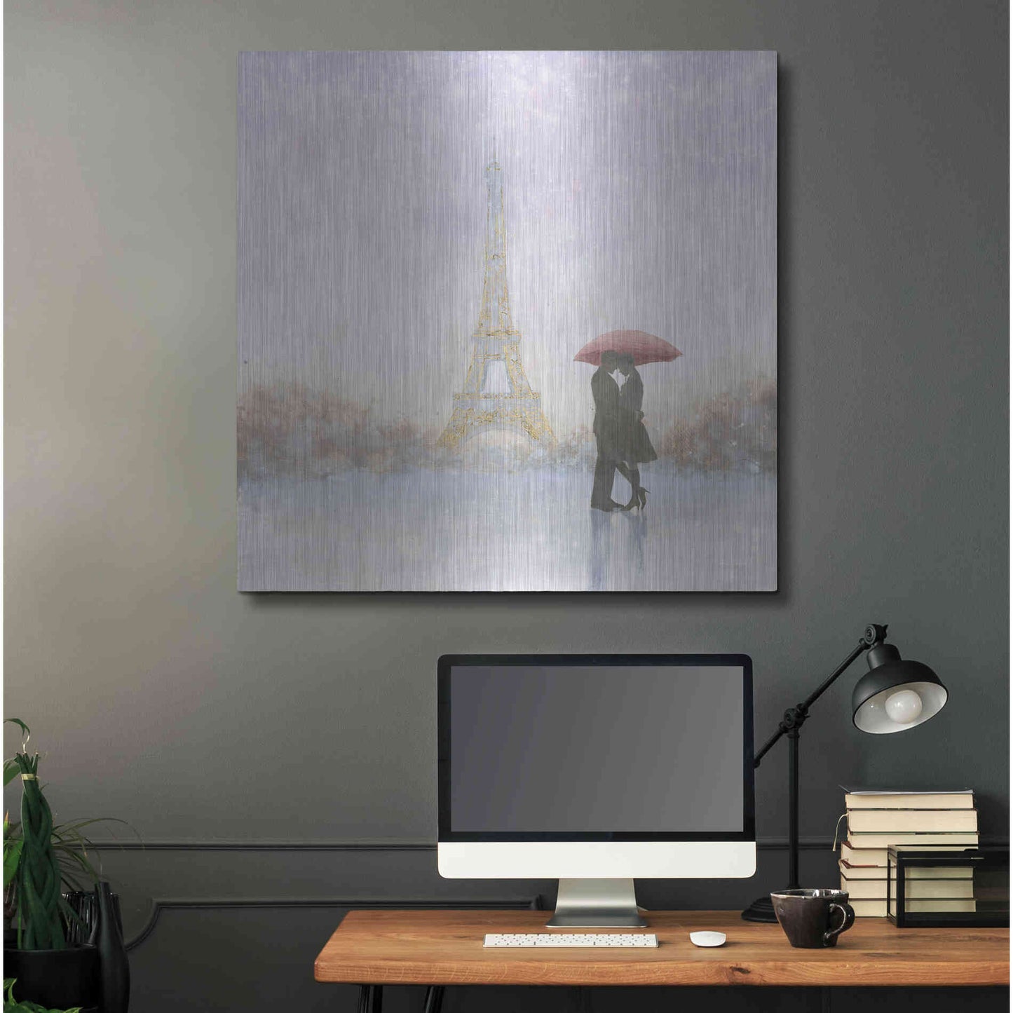 Luxe Metal Art 'Eiffel Romance' by Marco Fabiano, Metal Wall Art,36x36