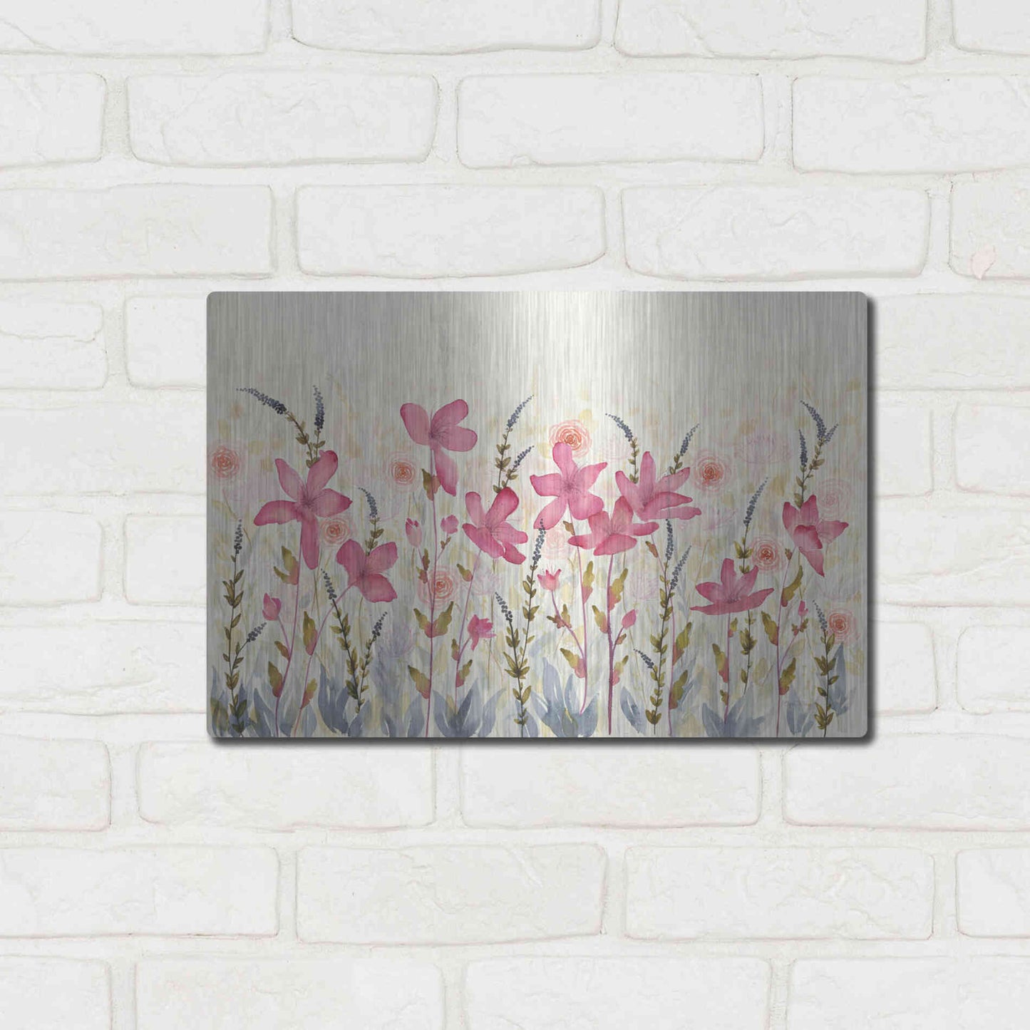 Luxe Metal Art 'Watercolor Garden' by Elyse DeNeige, Metal Wall Art,16x12