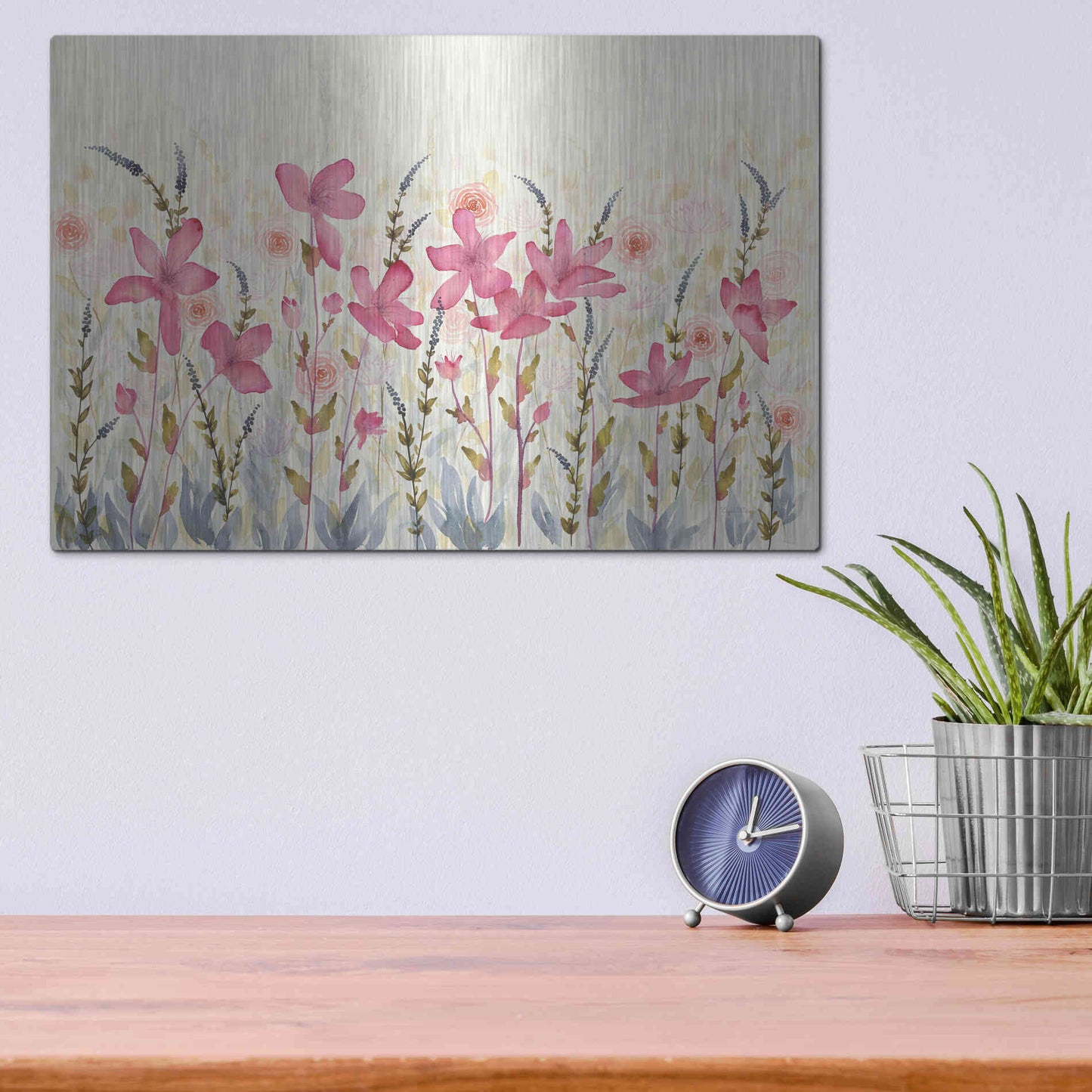 Luxe Metal Art 'Watercolor Garden' by Elyse DeNeige, Metal Wall Art,16x12